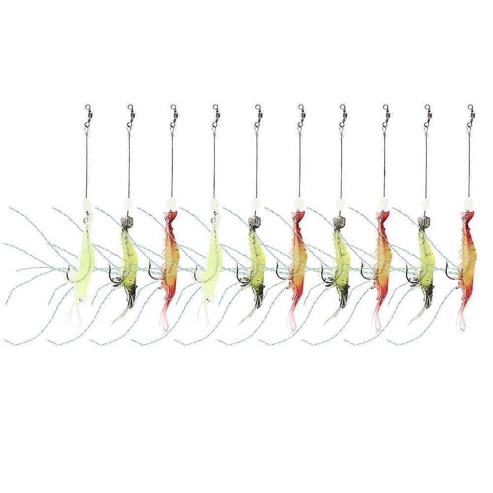 10Pcs Artificial Simulation Shrimp Shape Luminous Soft Fish Lure Bait Fishing Tackle with Hook for Sea/Fresh Water