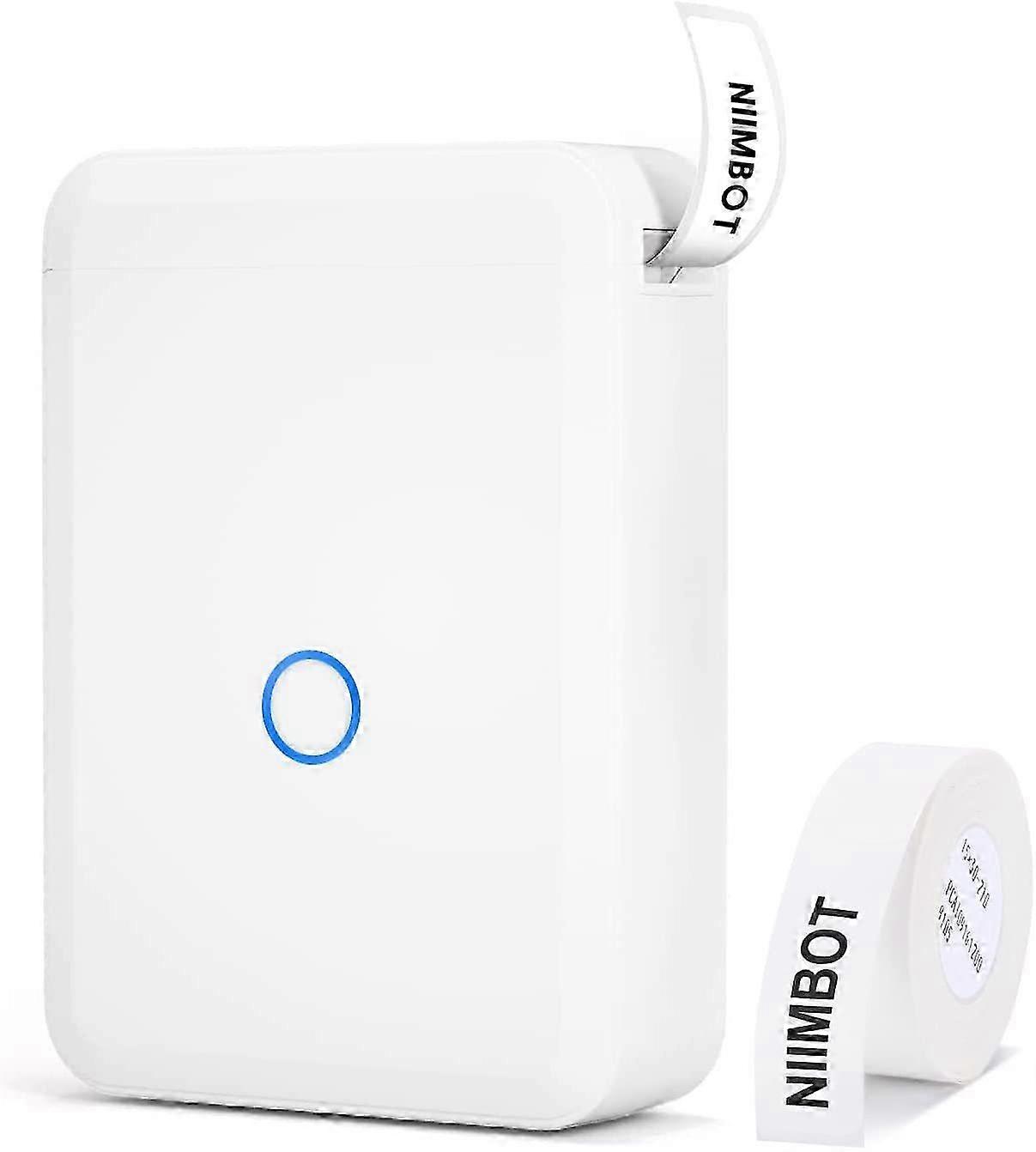 Label Maker Sticker Printer with 1 Roll White Starter Label Paper, Wireless USB Rechargeable Thermal Printer for School