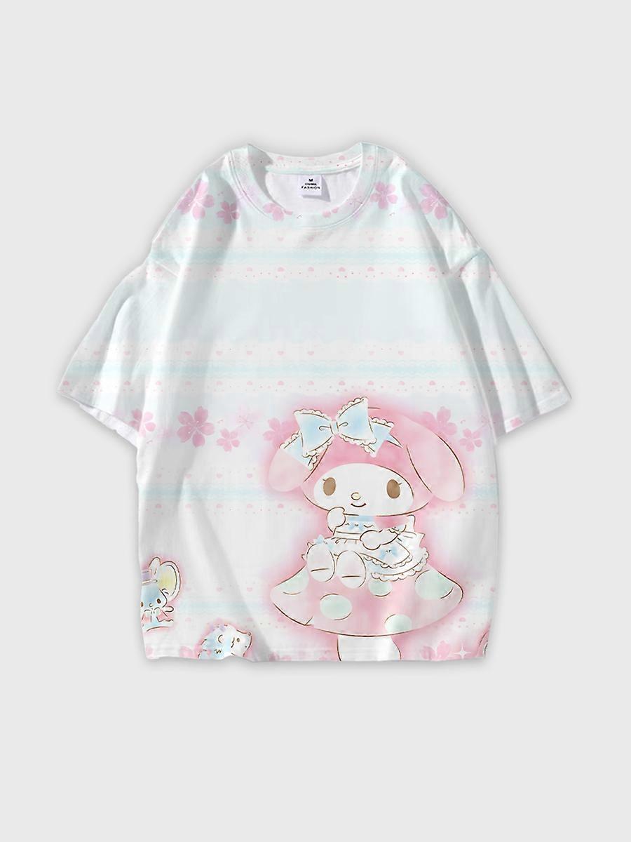 T-shirt girocollo Cartoon Pattern manica corta sciolta JW5413