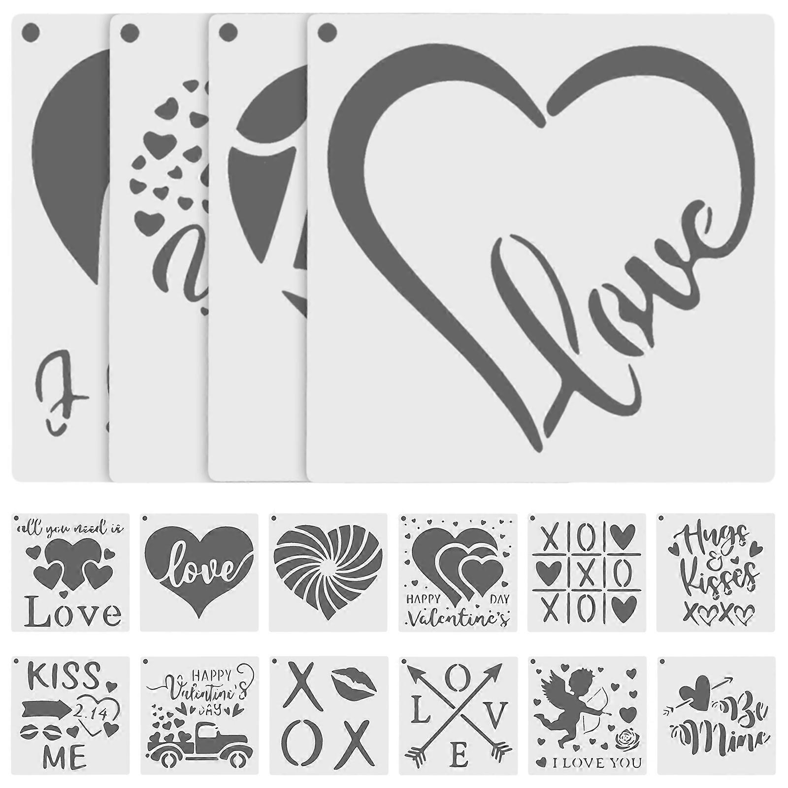 Heart Pattern Reusable Stencils   16 Sheets for DIY Wall Art, Crafts, School Projects & Home Decoration   Durable Drawing Tools for Creative Painting