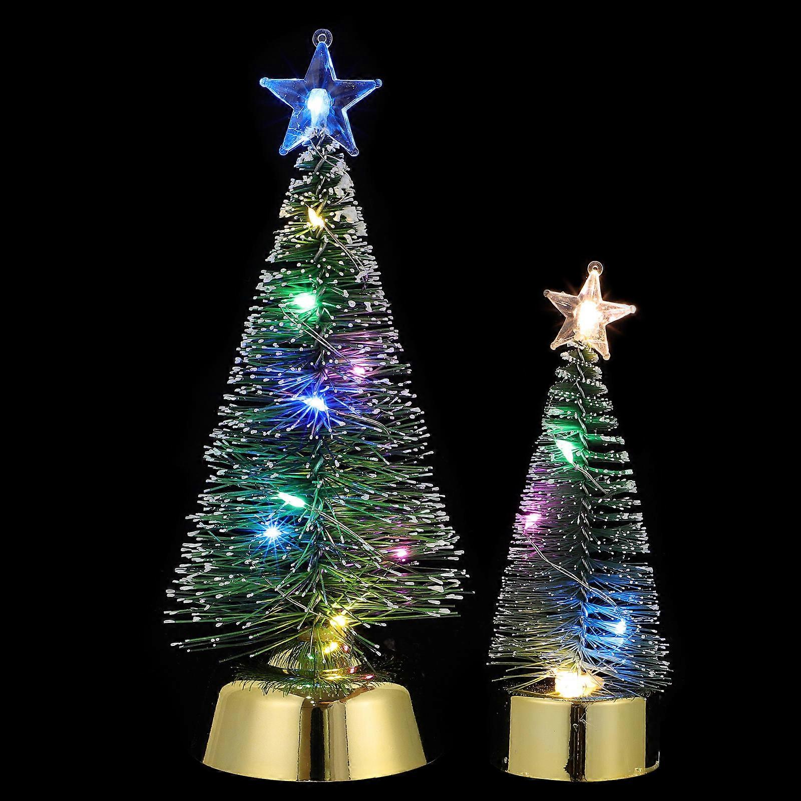 Luminous Xmas Tree Decor Colorful Glowing Cedar Ornaments for Christmas Party, Home & Window Display, Festive Tabletop Lighting (2pcs)