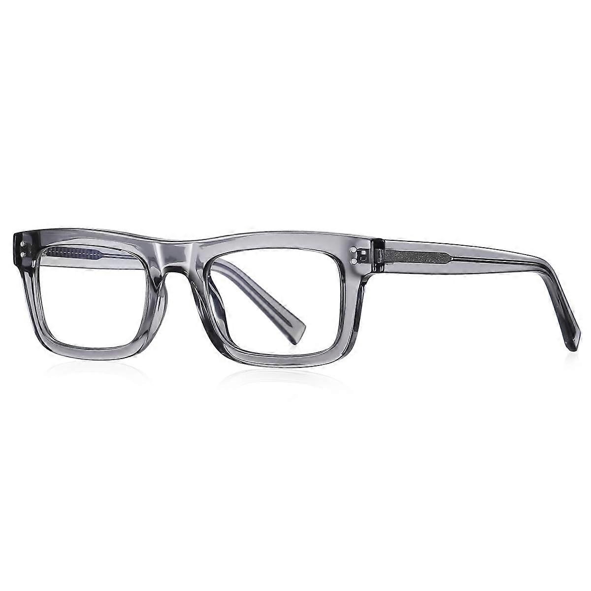 Blue Light Blocking Glasses for Men and Women, TR90 Square Frame Computer Glasses in Grey with Clear Lenses
