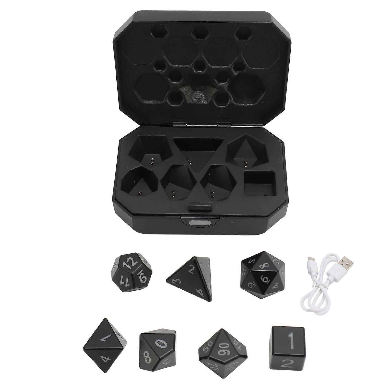 Rechargeable LED Dice Set: 7PCS Glowing Polyhedral Dice with Charging Case for RPG Games