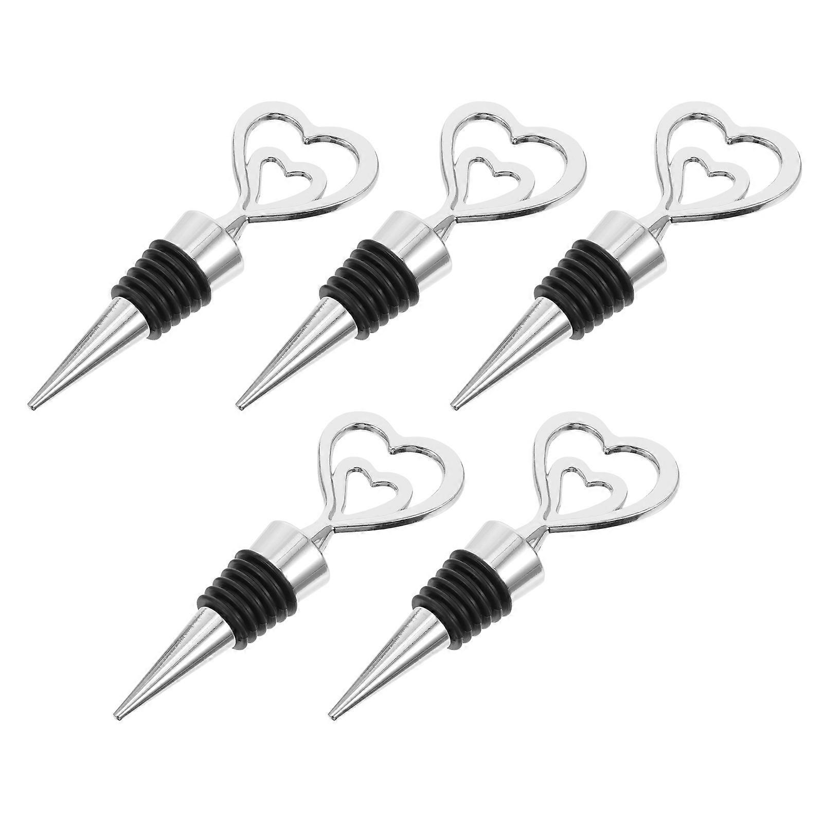 Beverage Bottle Stopper Minimizes Oxygen Entry Silver 5Pcs