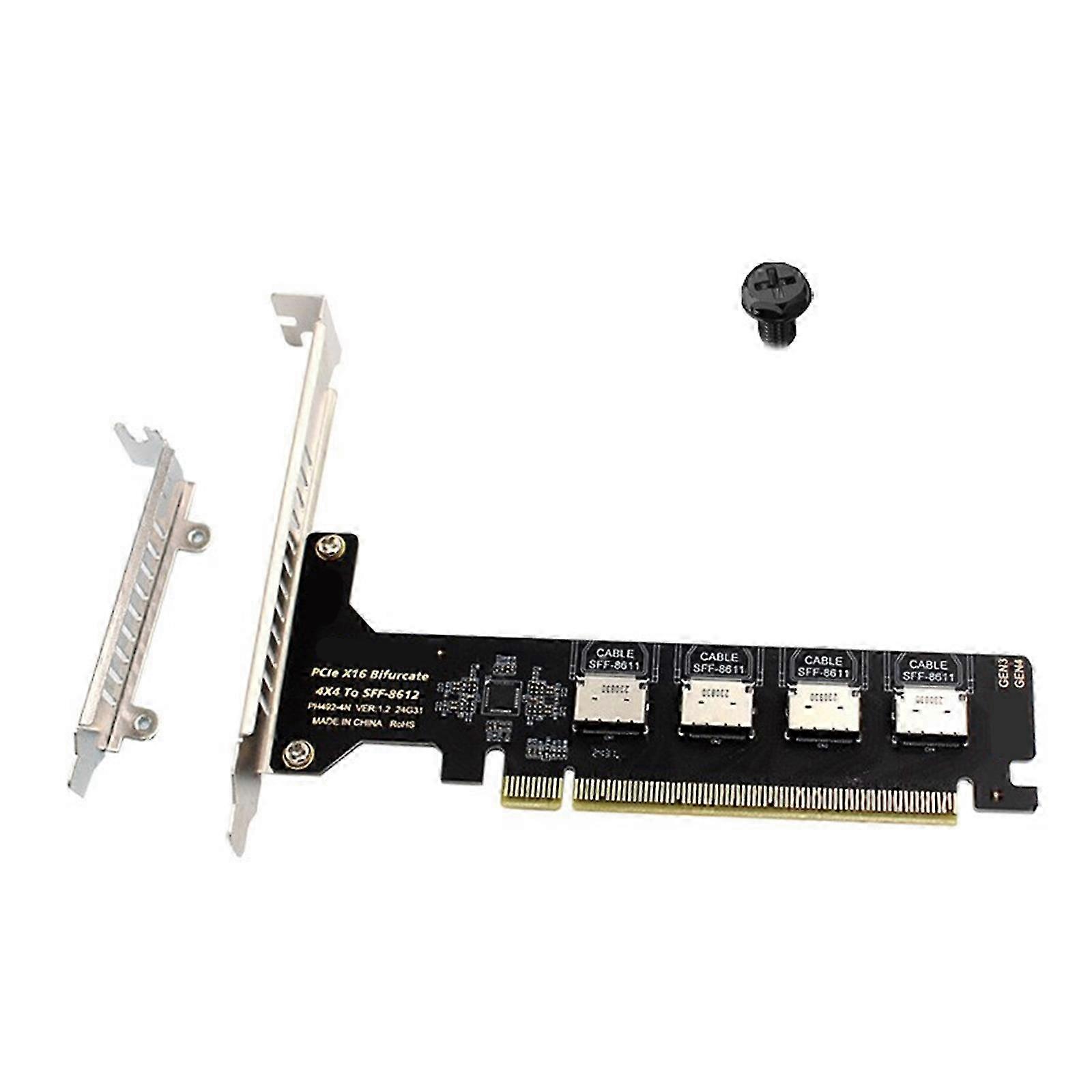 PCIe X16 To 4 Port Oculink SFF 8612 SFF 8611 Adapter Expansion Card For Motherboards Solid Disks Graphics Card