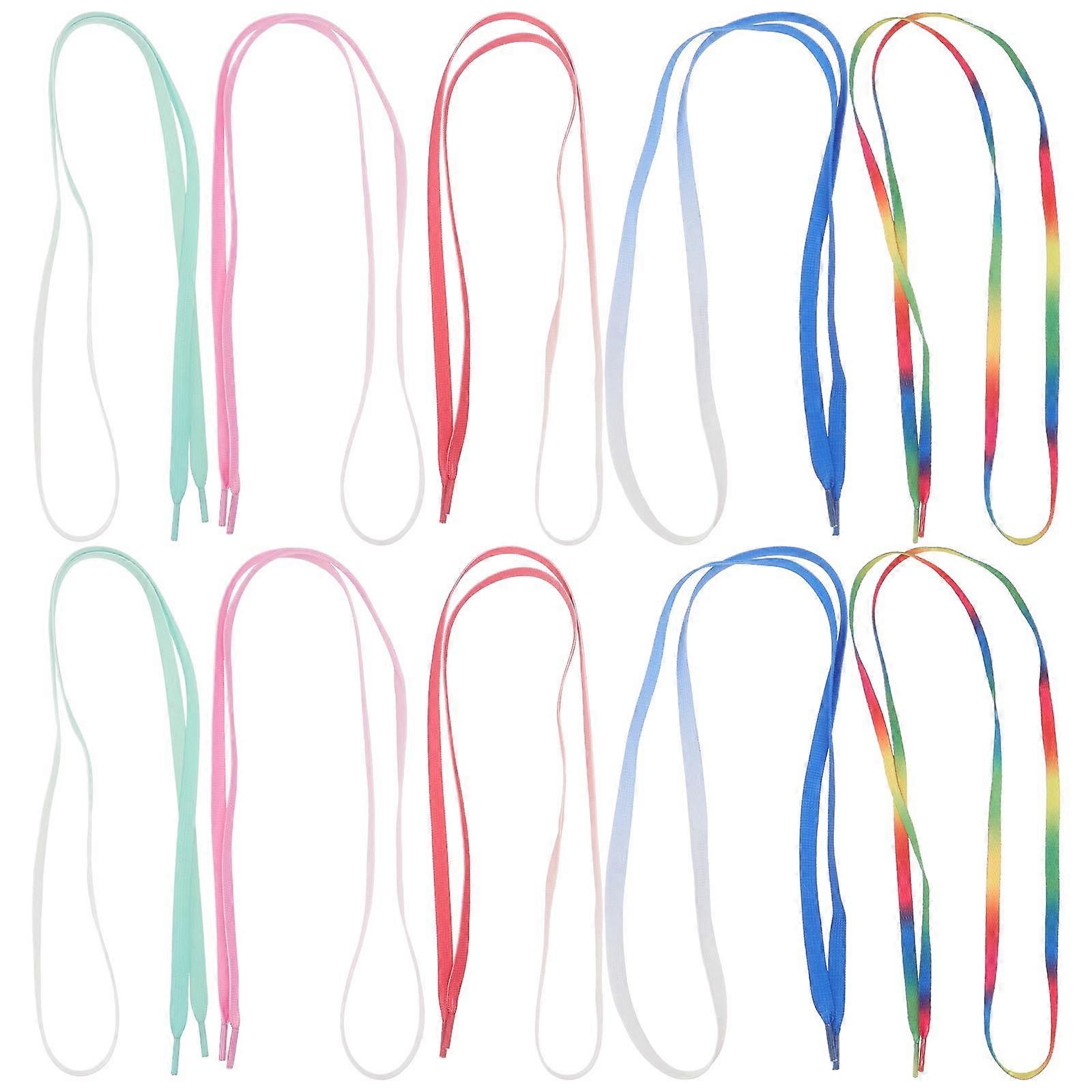 Coloured Shoe Laces Rainbow Color Leisure Shoes Accessories 120cm Length Wear Resistance 5 Pairs