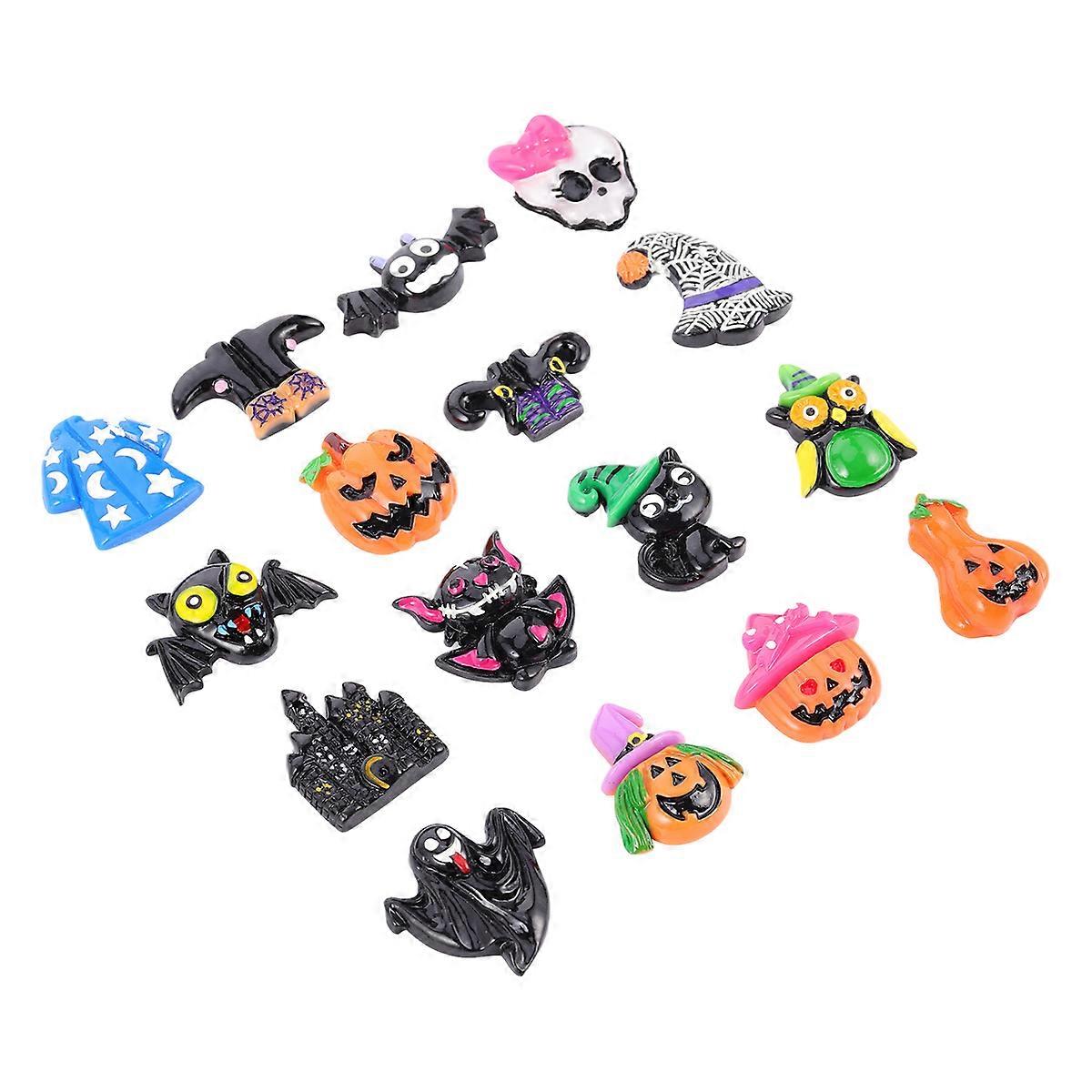 DIY Resin Embellishment 16Pcs Assorted Color Halloween DIY Versatility Resin Pendant for Decoration