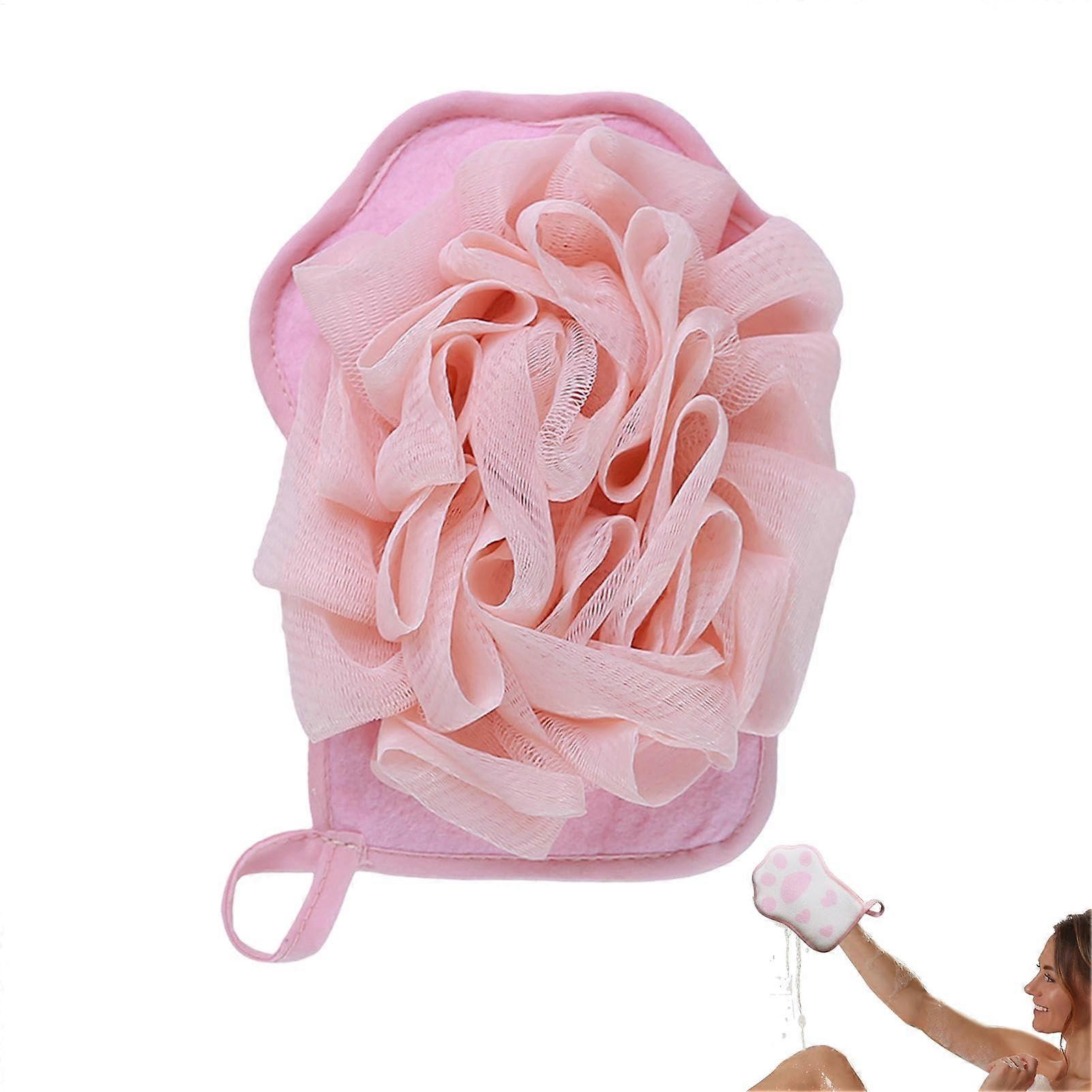 Body Exfoliating Glove, Cute Cat Paw Shower Glove, Loofah Sponge for Home Spa Pink