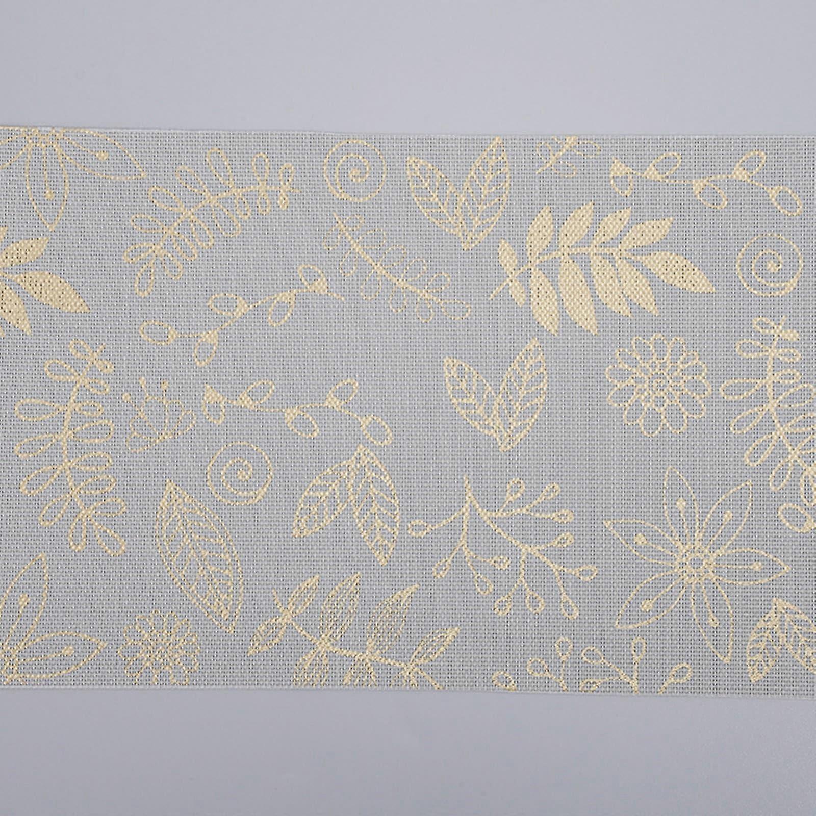 PVC Place Mats Set of 2 Washable Light Grey Rectangular 45 x 30 cm Heat Resistant Floral Leaf Pattern for Christmas Dining