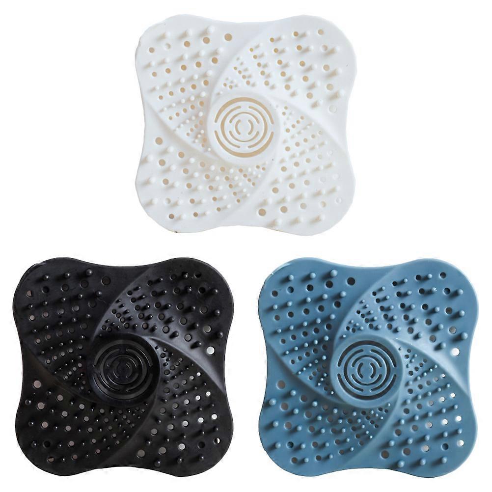 Drain Cover For Bathtub Quick Drainage Square Shape White Tpr Material 3Pcs