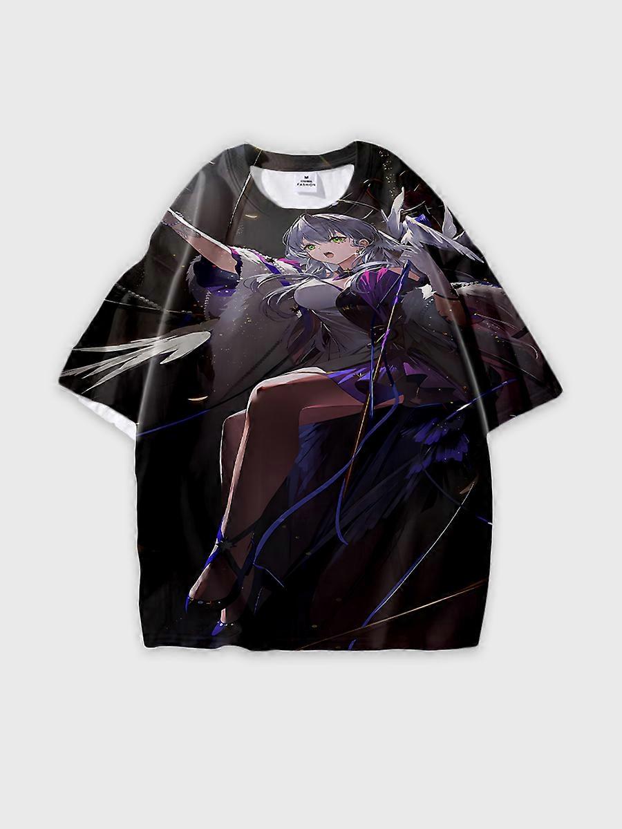 T-shirt round neck Role Pattern loose short sleeve D923