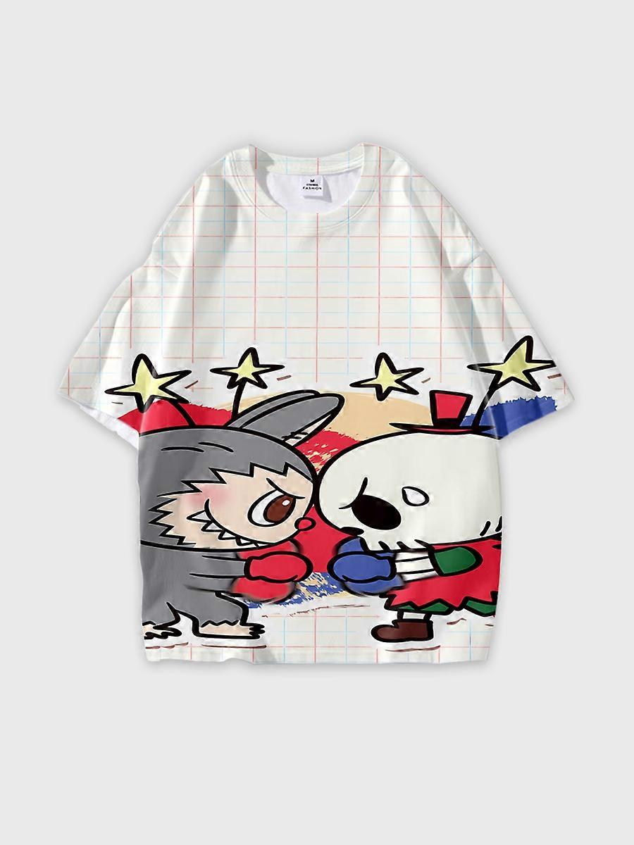 T-shirt round neck Pattern loose short sleeve K775