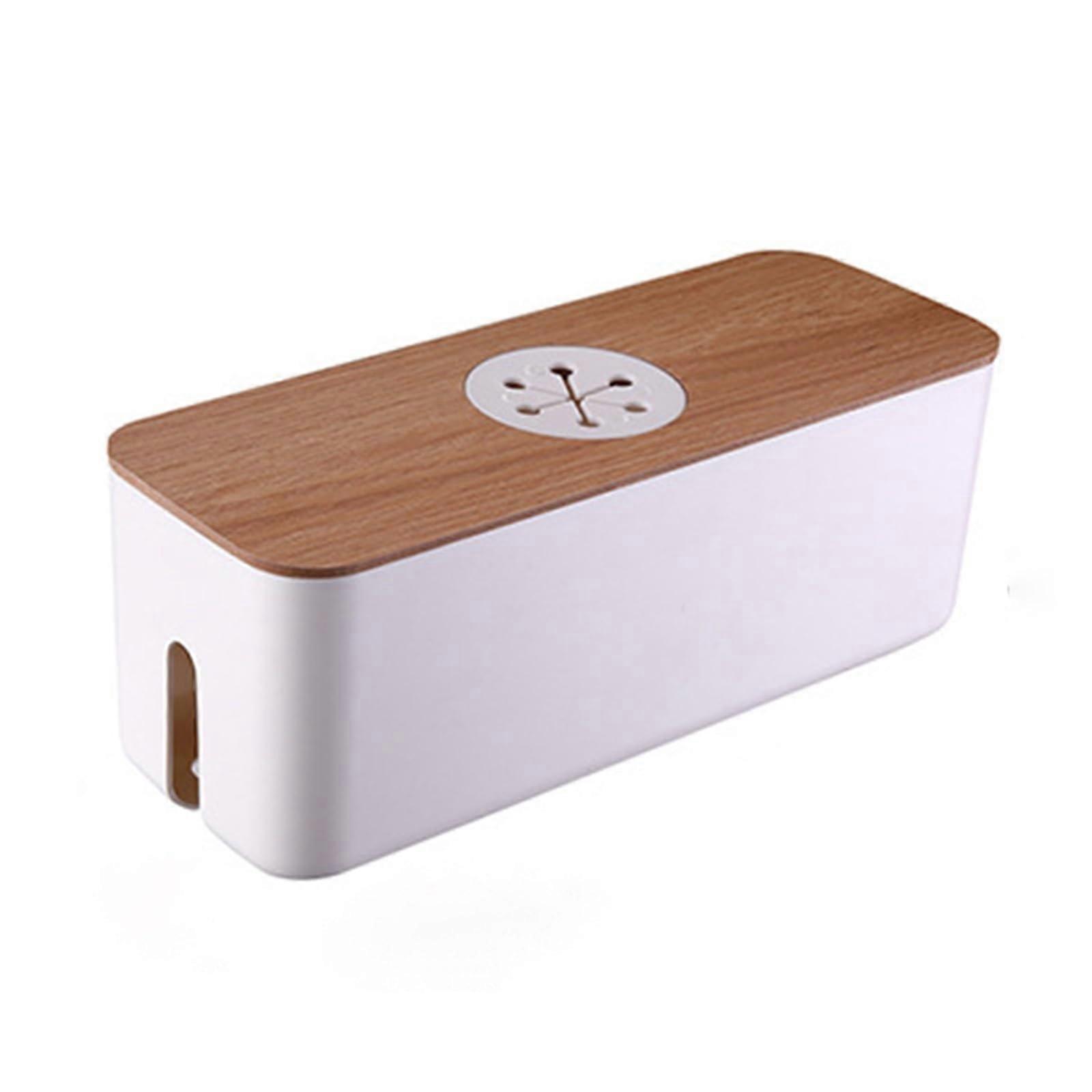 Cable Box, Organiser for Charging Sockets, Large Capacity (White, L)