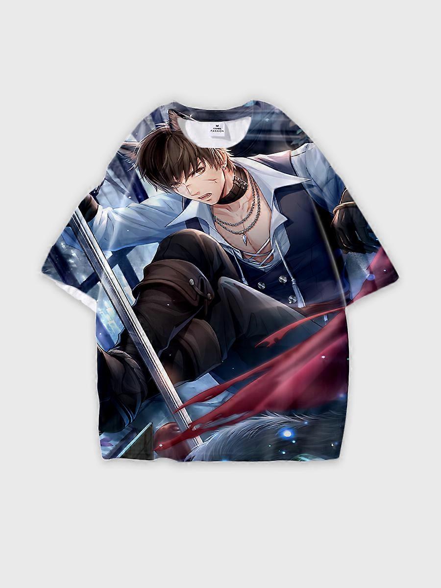 T-shirt round neck Role Pattern loose short sleeve L5113