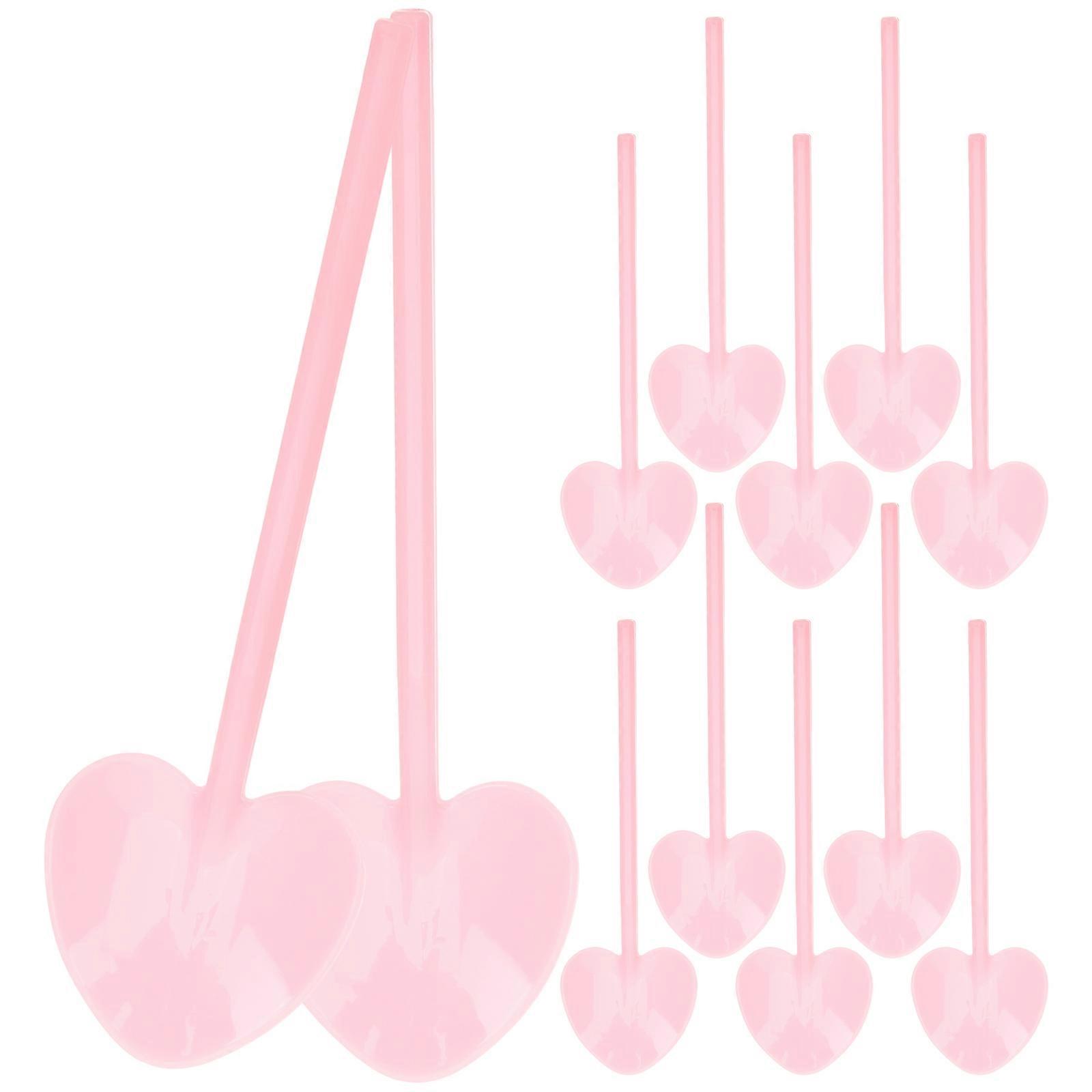 100 τμχ Πλαστικά κουτάλια σε σχήμα καρδιάς για κέικ παγωτού και επιδόρπιο