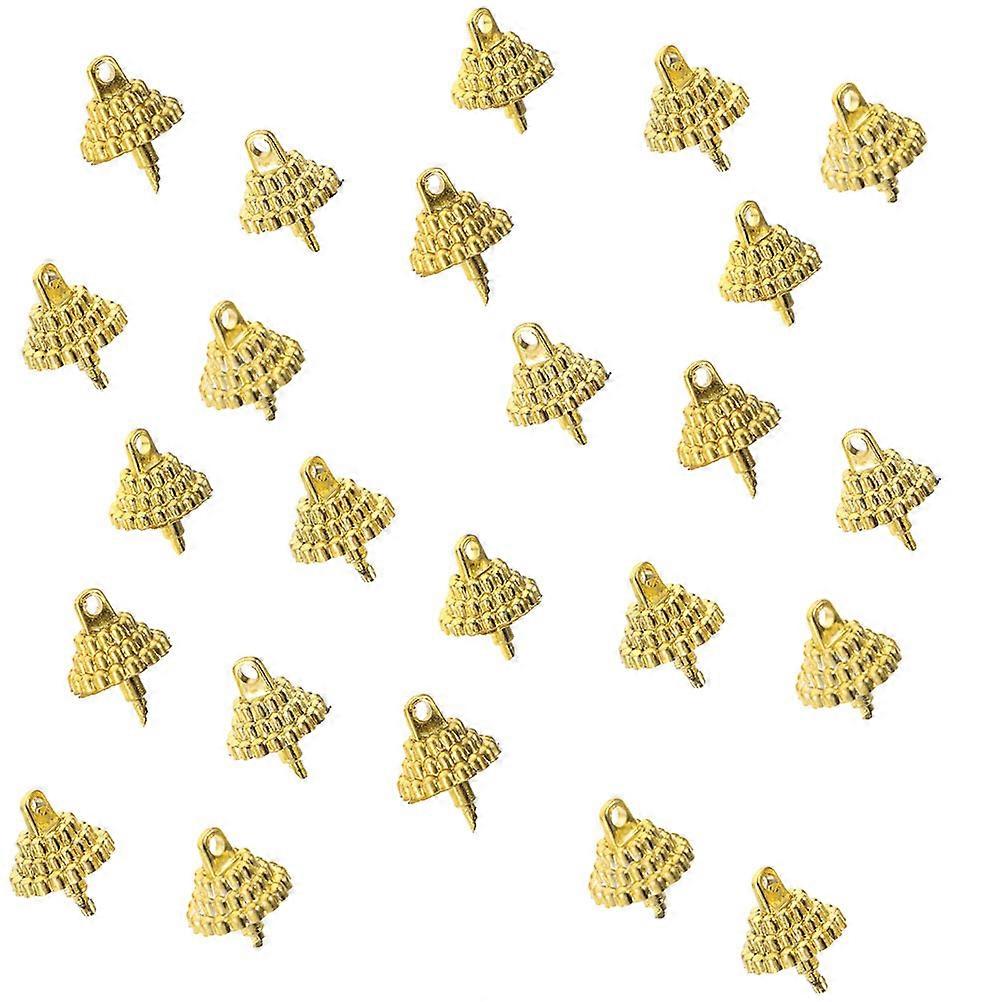 Golden Round Ornament Hangers Caps For Christmas Parties Family Gatherings Diy Design 1.50X1.50X2.00CM 100Pcs