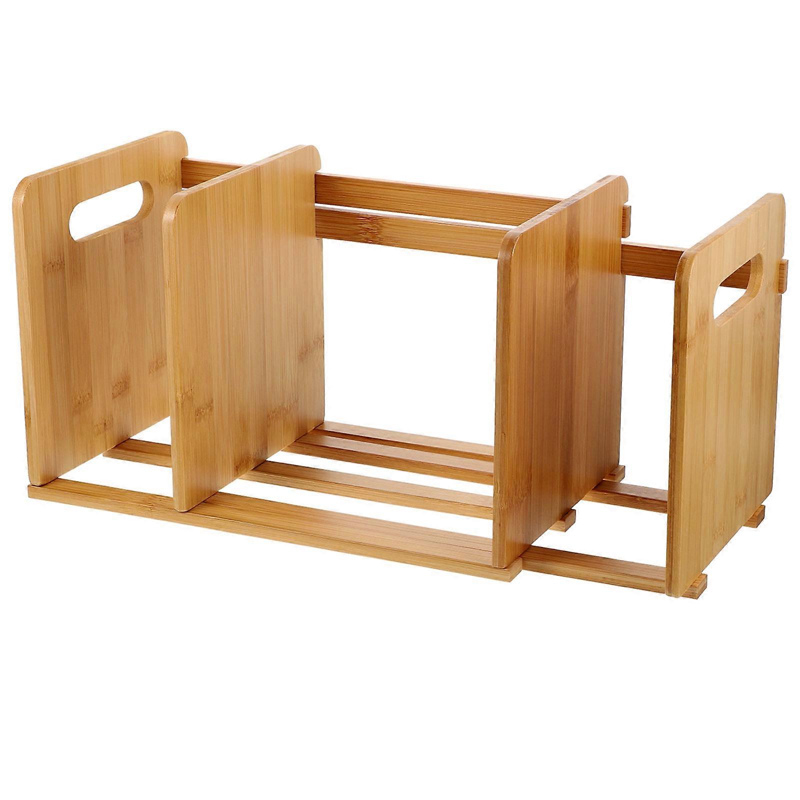 Adjustable Bamboo Desktop Bookshelf 2pcs Book Organizer Countertop Stand