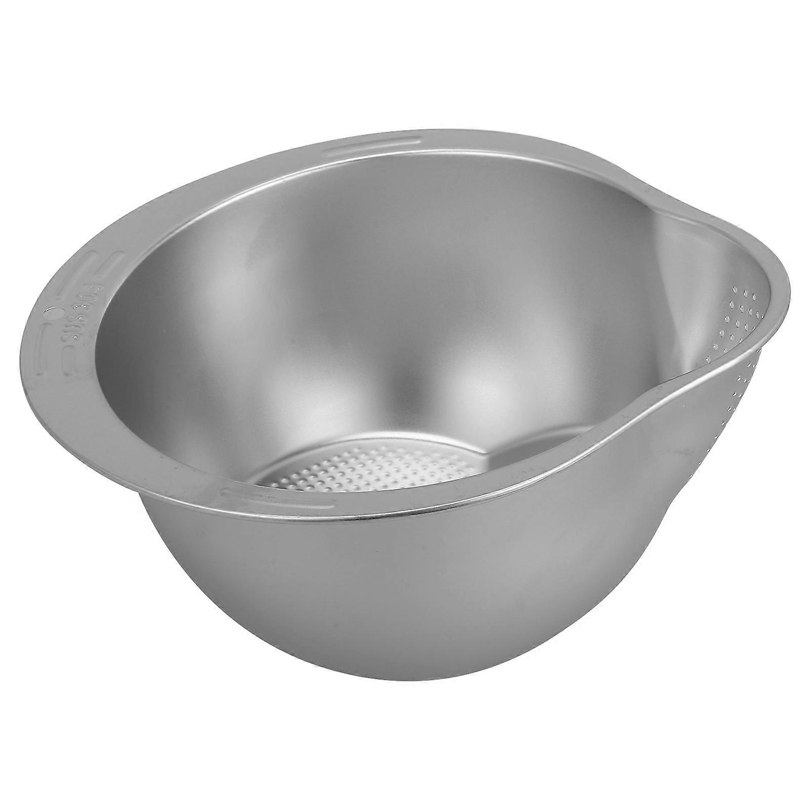 Stainless Steel Rice Washing Basket For Home Kitchen With Round Base Design 26.7X13.7CM 1Set