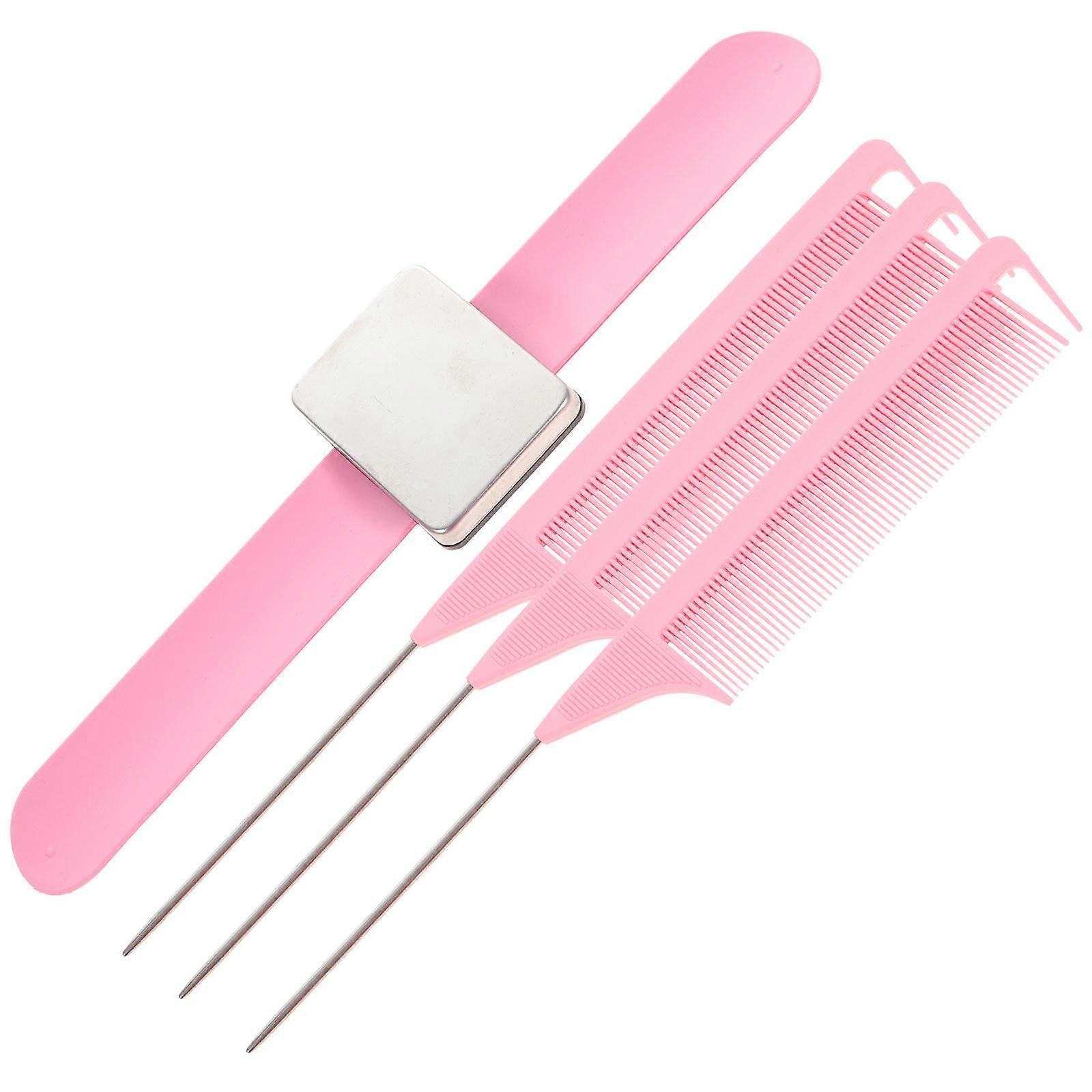1 Set of Magnetic Pin Cushion Magnetic Silicone Wrist Strap with Hair Parting Combs