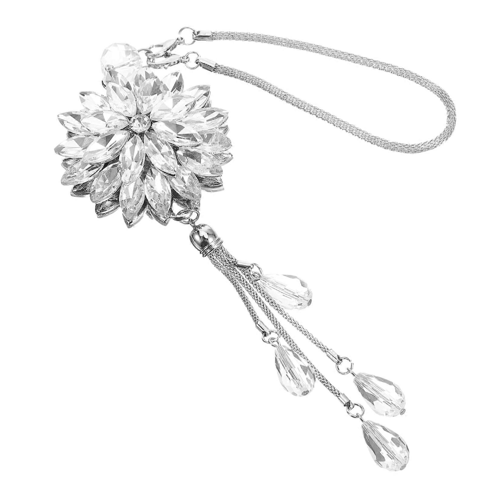 Car Hanging Pendant With Rhinestone Design Snowflake Shape Rearview Mirror Accessory For Car Enthusiasts Elegant Decor