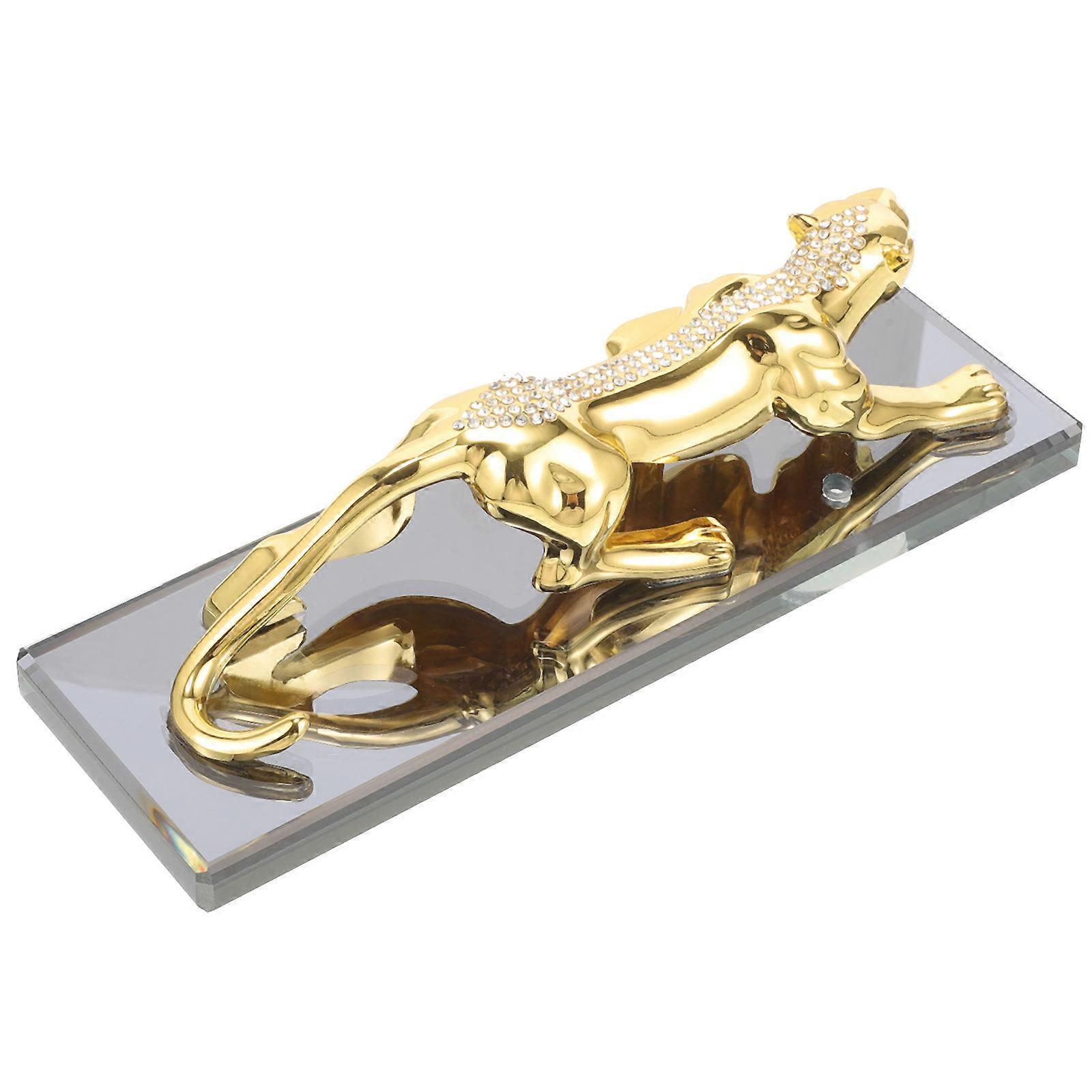 Money Leopard Shape Car Ornament Zinc Alloy Golden for Auto Interior Decoration with Fine Workmanship 3.15x2.76x1.18 Inches