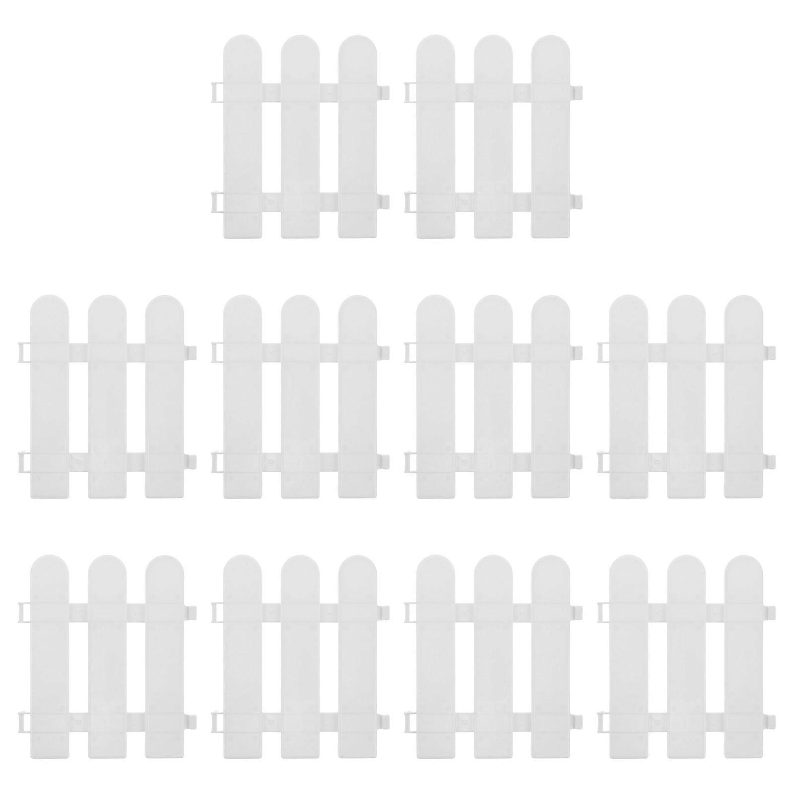 White Decorative Picket Fence for Garden Display 10Pcs Plastic Fence Set