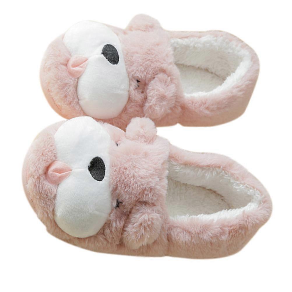 Furry Household Slippers For Women Closed Toe Design With Anti-Skid Feature In Pink 1 Pair