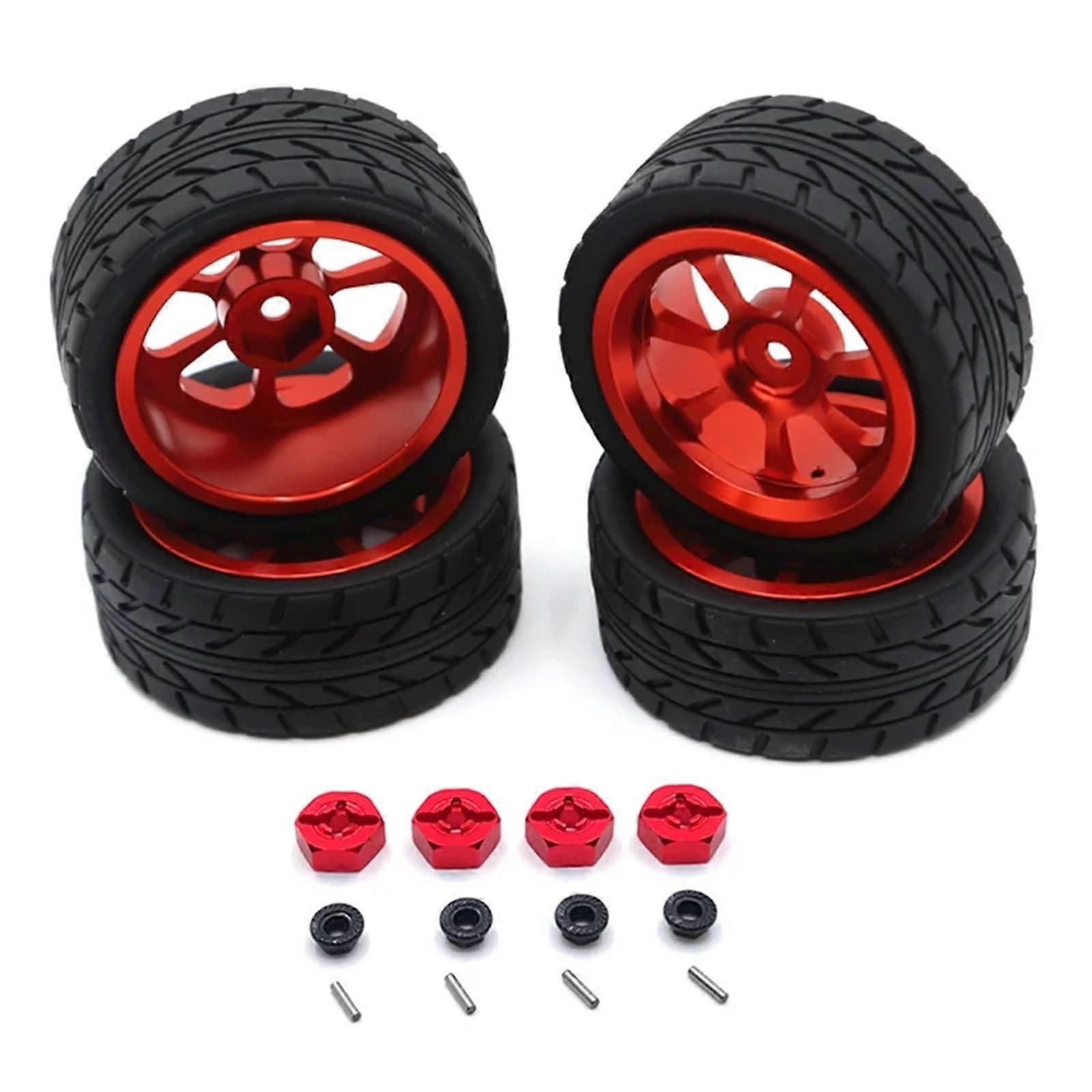 RC Auto Upgrade Teile Wltoys 144001 144010 124007 124016 124019 A959 A959-B 4pc 65mm Gummi Reifen Metall Felge 12mm Hex Rot