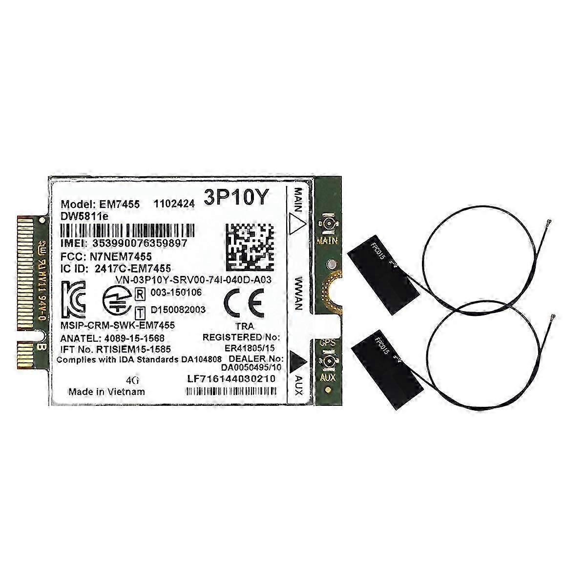 EM7455 DW5811E 4G Module+Antenna 3P10Y CAT6 for DELL E7270 E7470 E7370 E5570 E5470 Wireless FDD/TDD