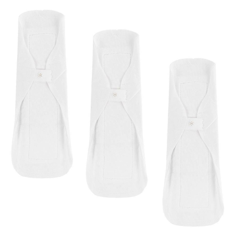 White Reusable Menstrual Pad for Women Made of Comfortable Cotton with Button Snap to Prevent Leakage 3 Pcs