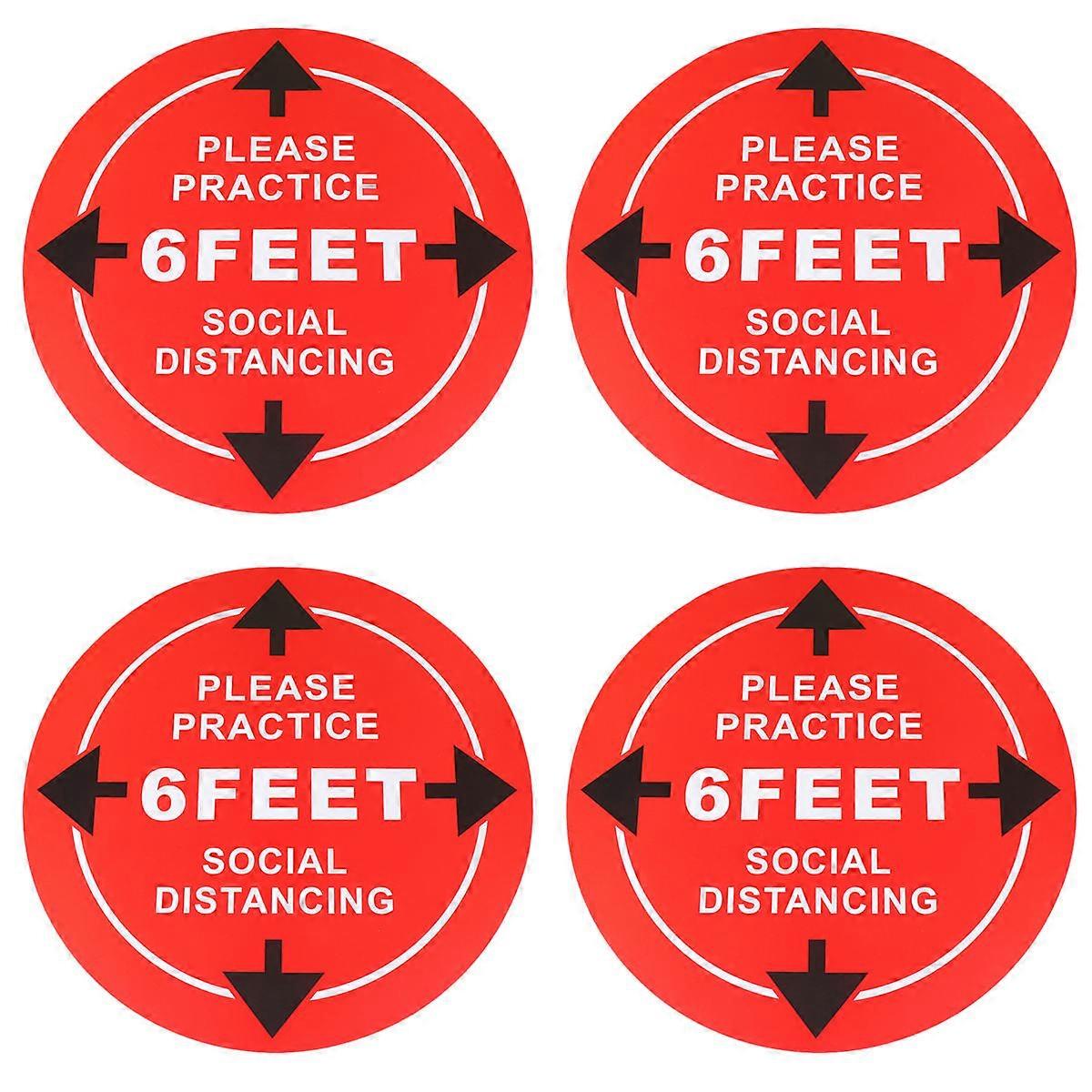 Social Distance Sticker Round Floor Marker Red Suitable For School Public Office 30x30x0.1CM 4 Pcs