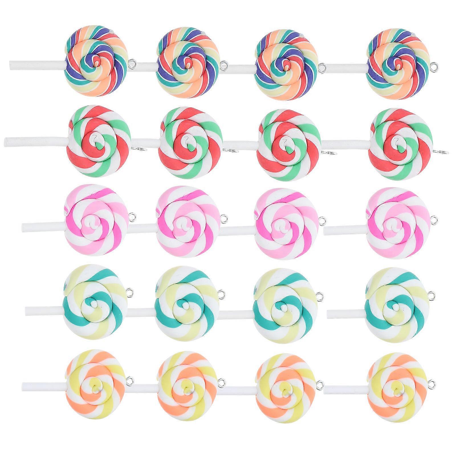 Lollipop Shaped Clay Charms 20Pcs For Crafting Bright Assorted Color Jewelry Making Supplies With Unique Creative Potential