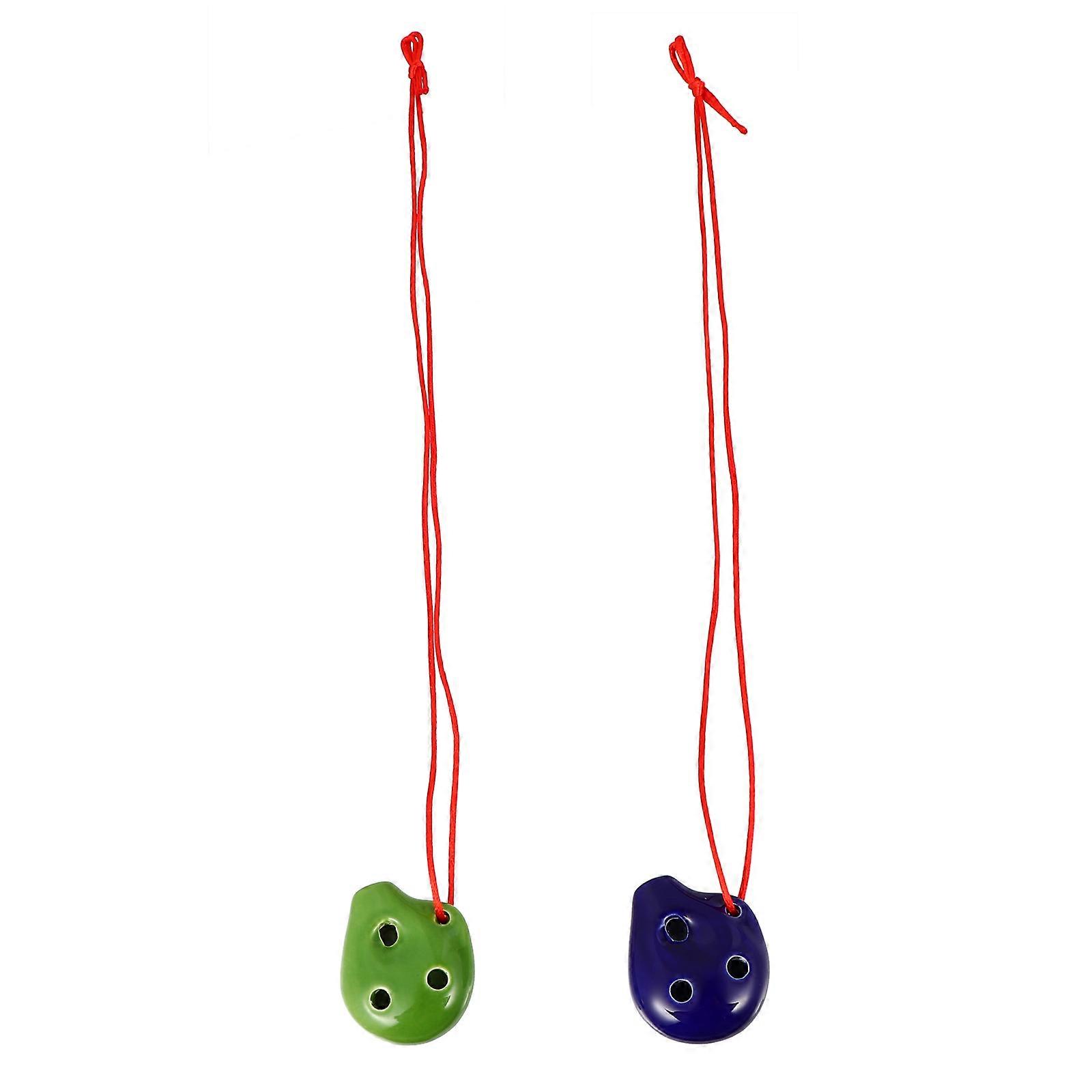 2pcs Ceramic Alto C Ocarina Flute with Lanyard and Music Sheet for Beginners