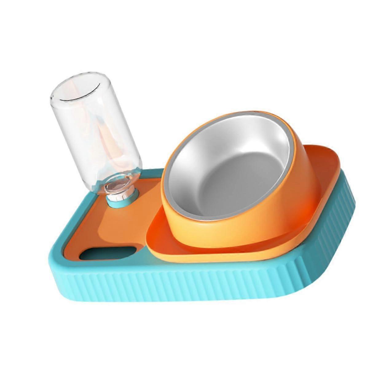 Cat Bowl Set with Removable Feeder and Automatic Water Drinker, PP Material, Pet Feeding Bowl and Leaky Toy