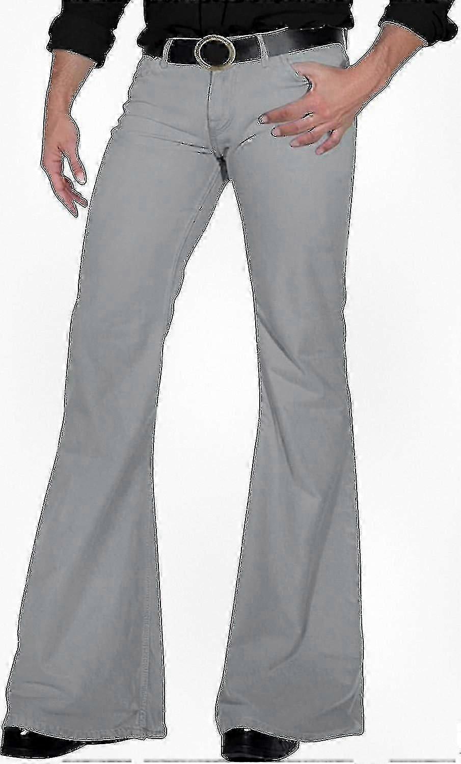 70s Vintage Bell Bottom Jeans for Men, Retro Disco Denim Pants 