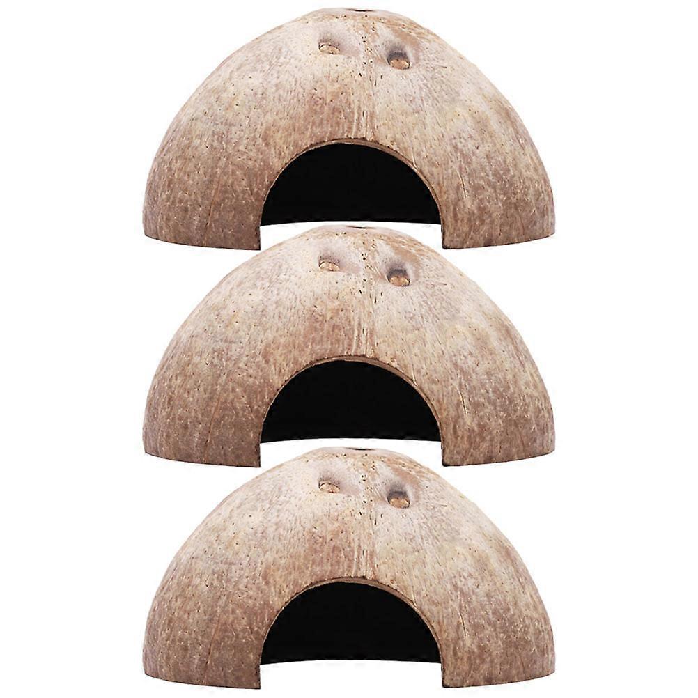 Coconut Shell Rat Hideout for Decor Durable Bite Resistant 3pcs