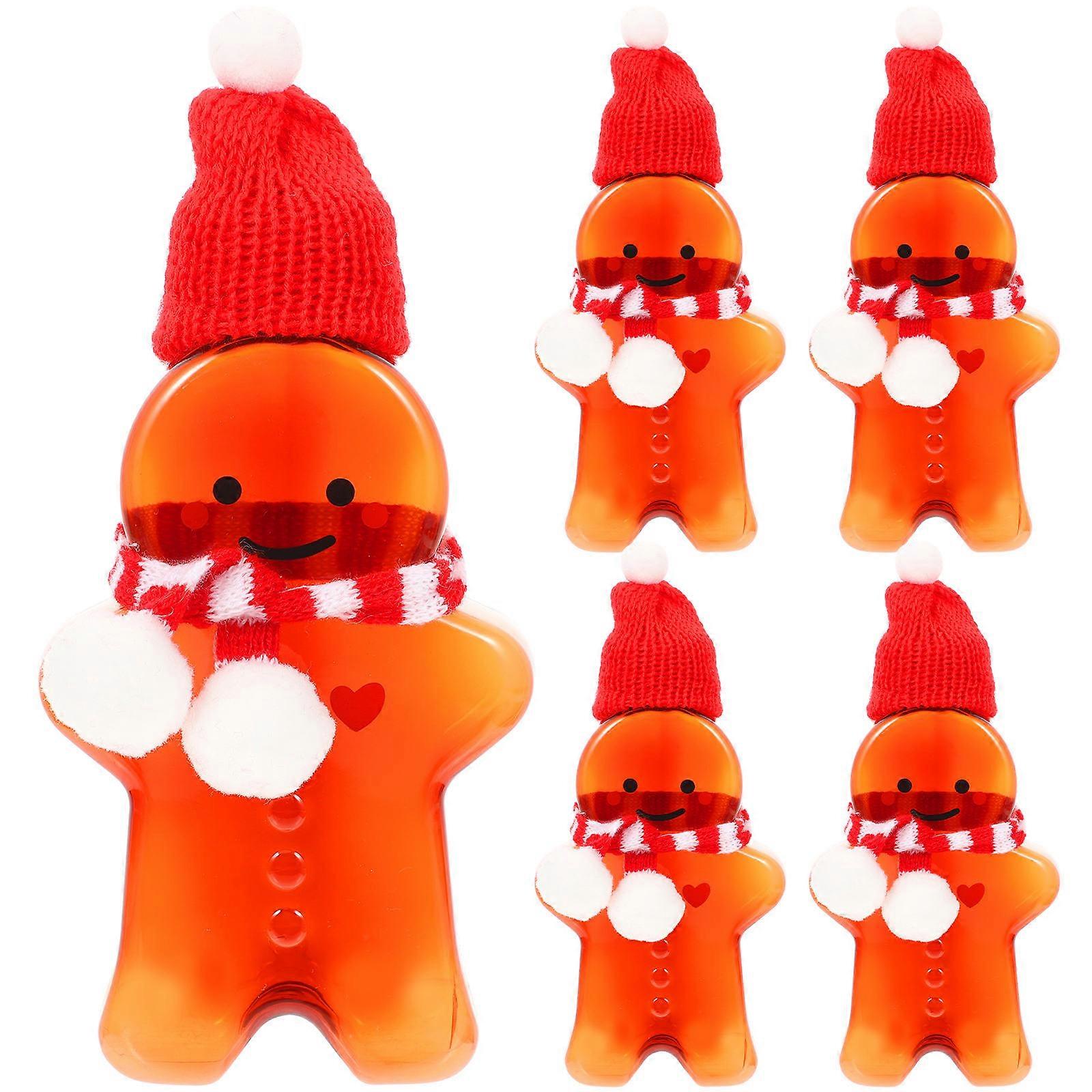 Christmas Themed Gingerbread Man Bottles Kit 5 Sets For Festival Parties 500ml Capacity Sealed Storage Solution