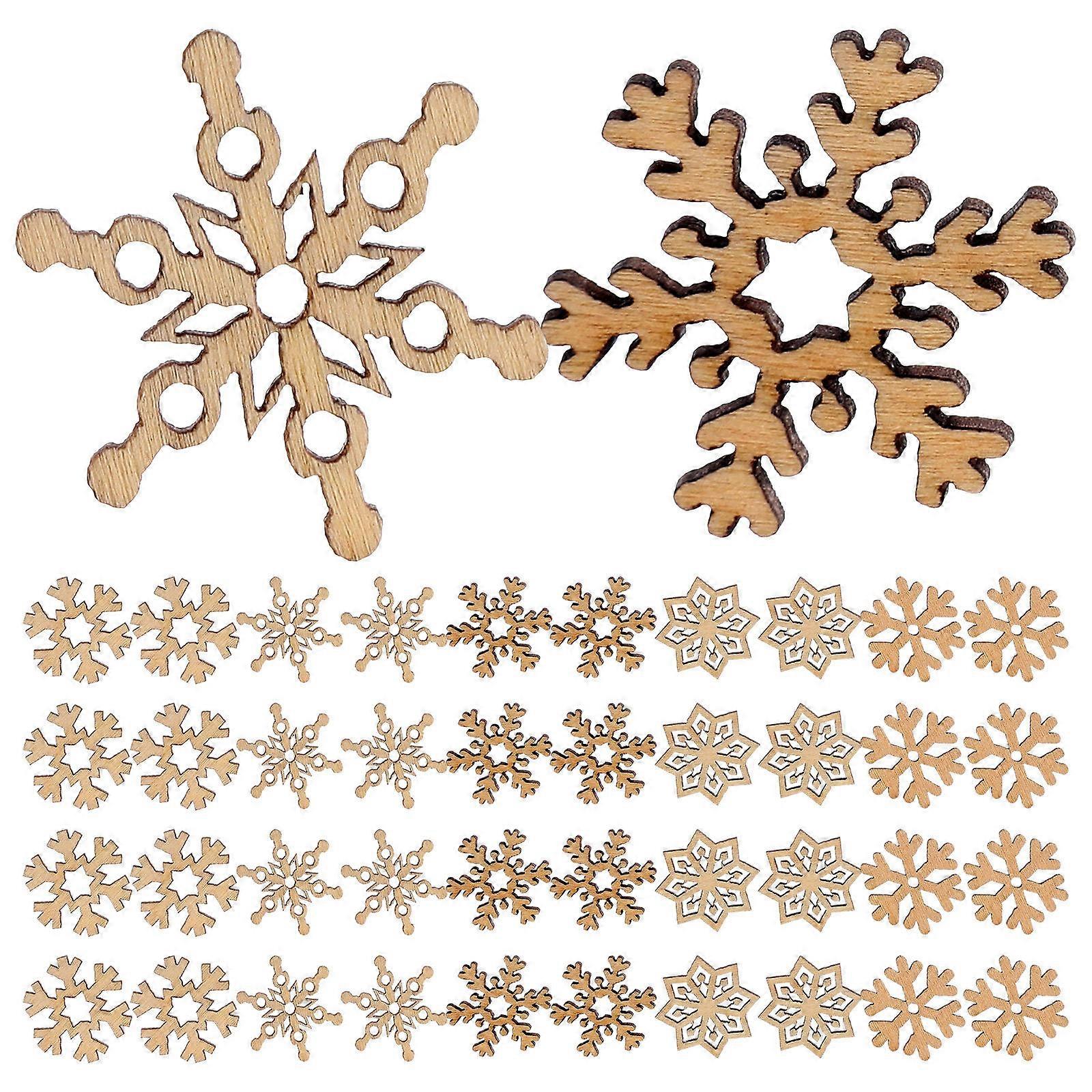200pcs Unfinished Wooden Snowflake Slices for DIY Crafts, Christmas Ornaments, and Holiday Table Decor – Sturdy Natural Wood for Versatile Decor