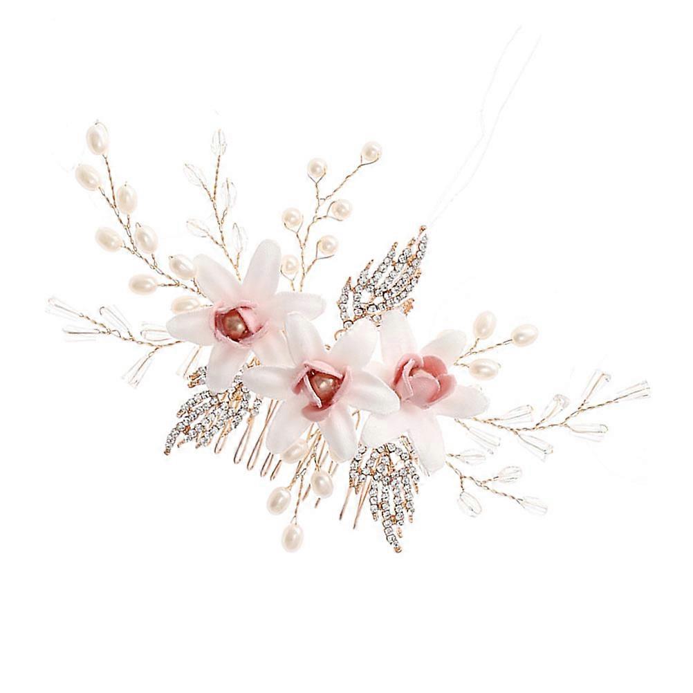 Brud Blomma Form Huvudbonader Handstickad Hår Kam För Kvinnor Elegant Bröllop Tillbehör 17X8CM 1st