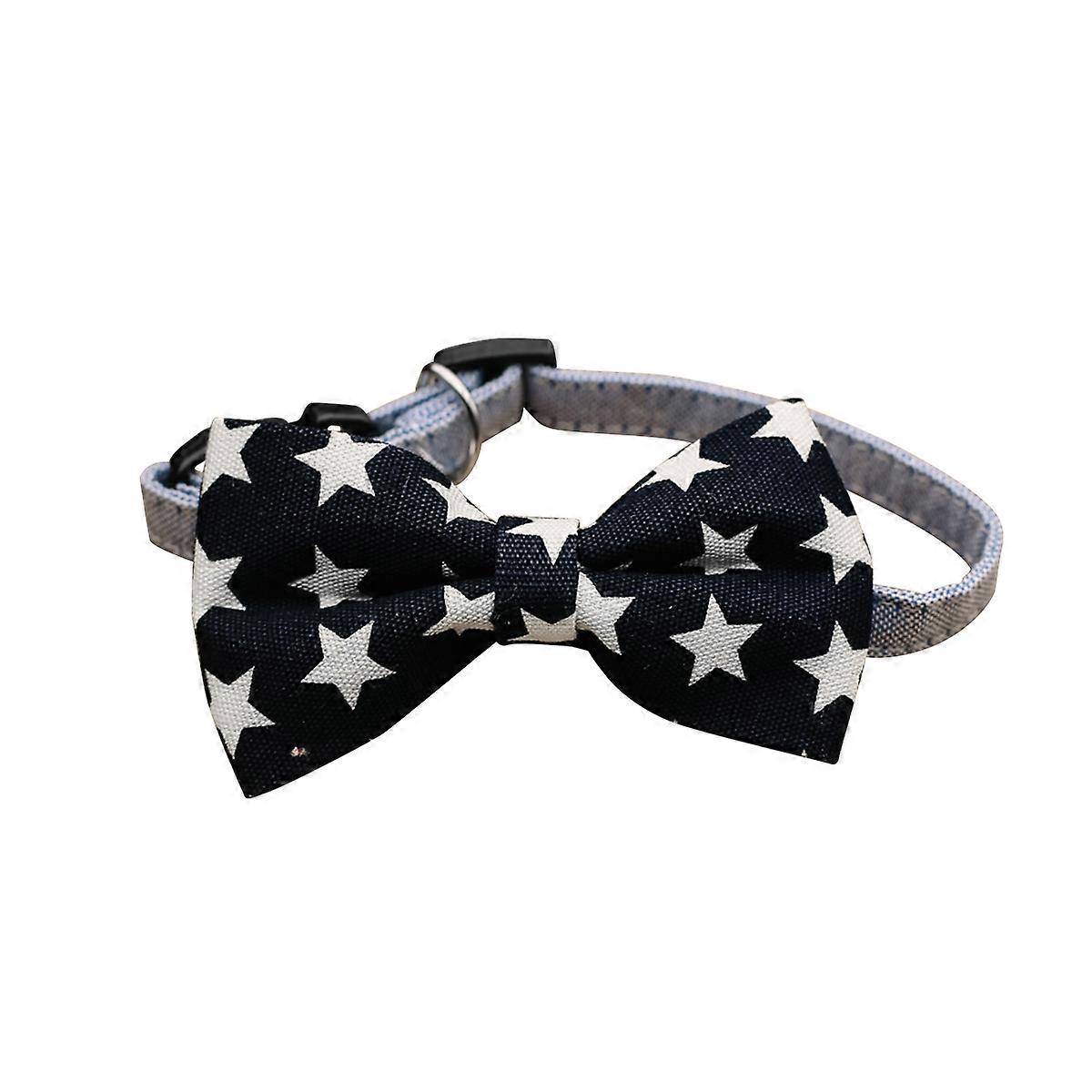 Kitten Collar Bow Tie Adjustable Size S Blue Star For Pet Owners 1Set