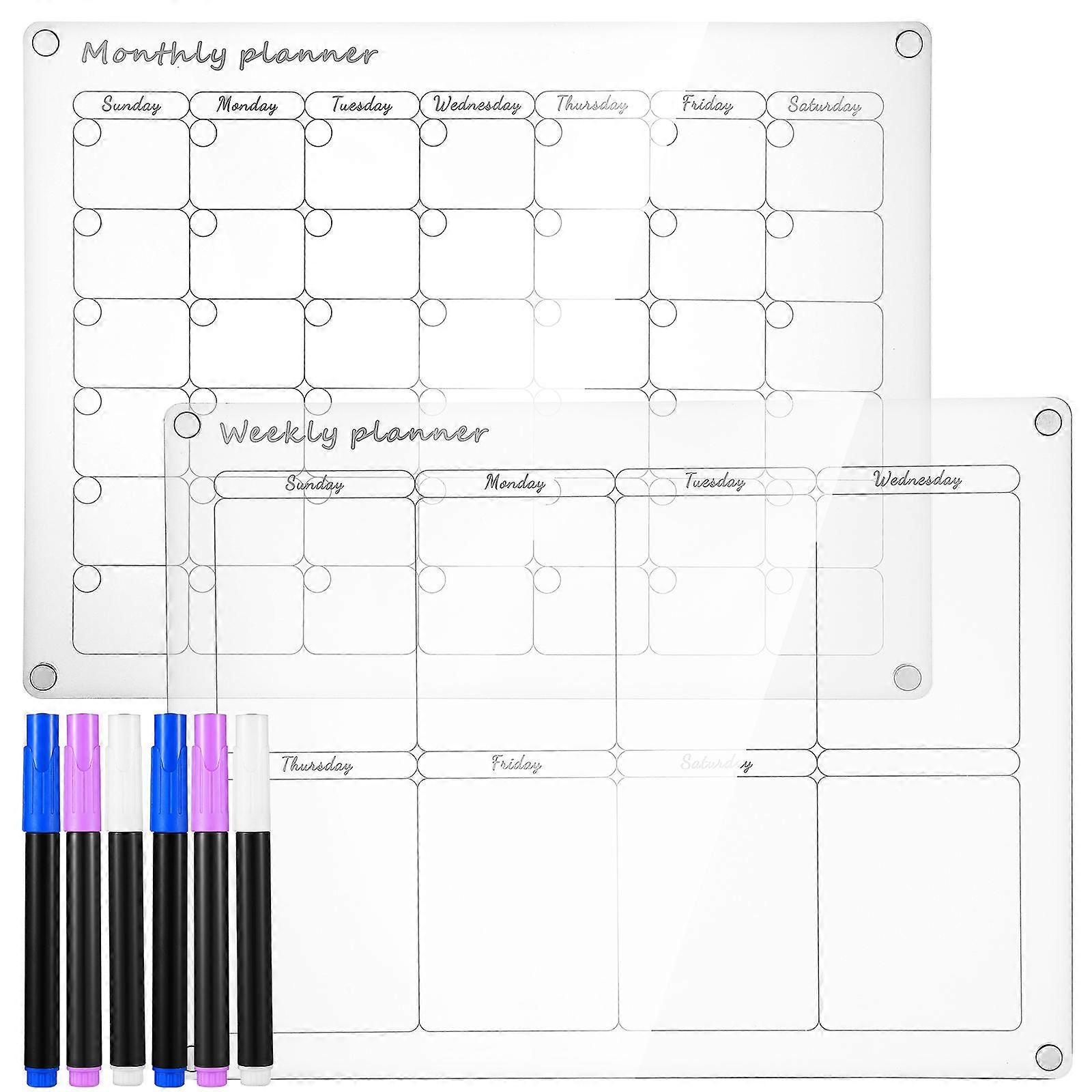 Magnetic Weekly Monthly Planner Whiteboard for Fridge – Clear Dry Erase Board with Slip Design for Easy Organization and Planning