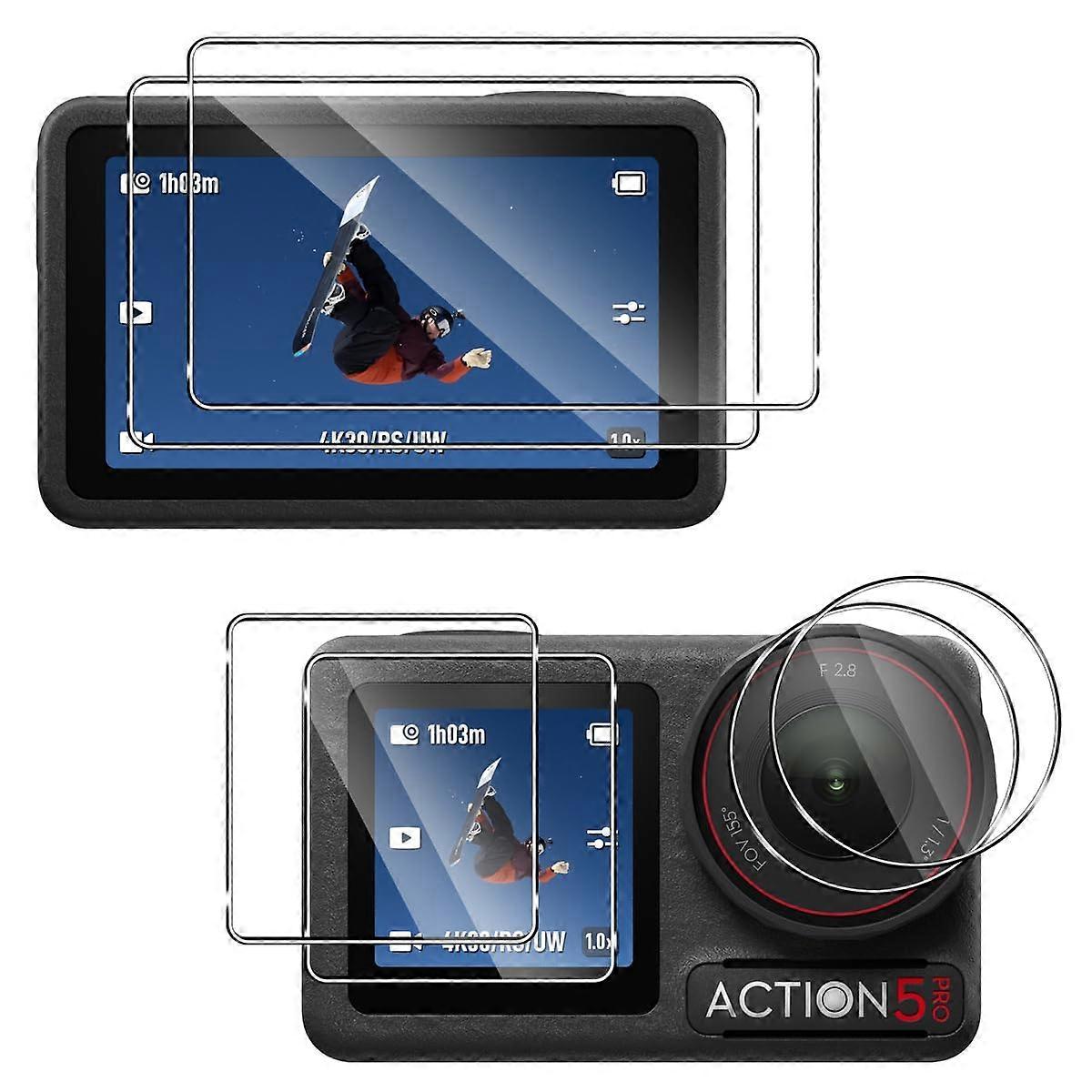 DJI Osmo Action 5 Pro Tempered Glass Screen Protector, 222, HD Clear 9H Hardness