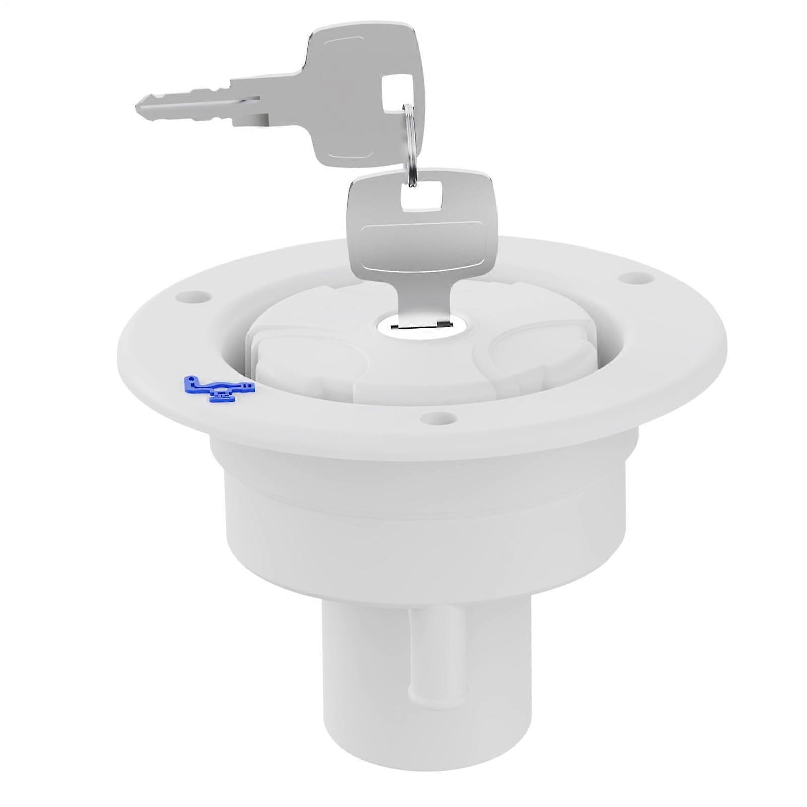 Lockable water inlet valve with keys  Dustproof adapter for caravan motorhome white