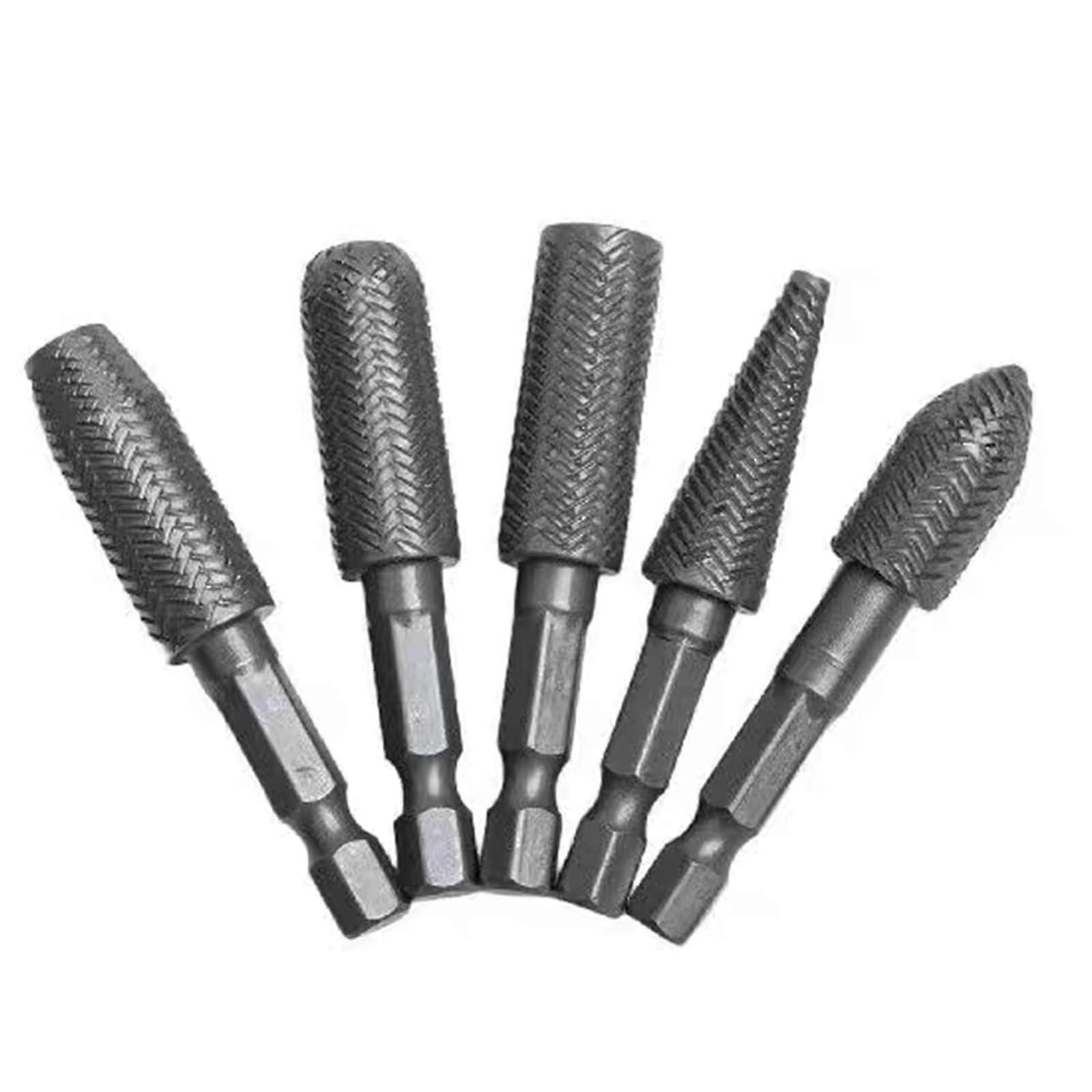 5piece rotary rasp file set, steel files, carving bits, milling cutters, rotary file for metal, wood, grinding, woodworking accessories Ref: 5868