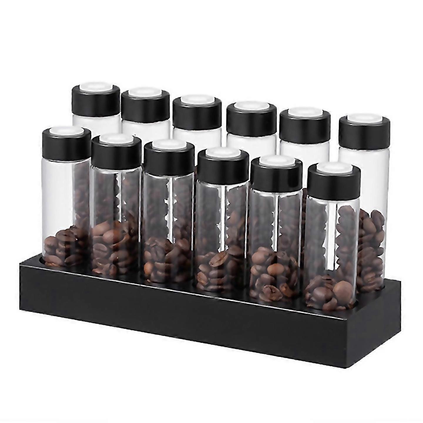 For coffee beans storage container display rack walnut tea tube bottle