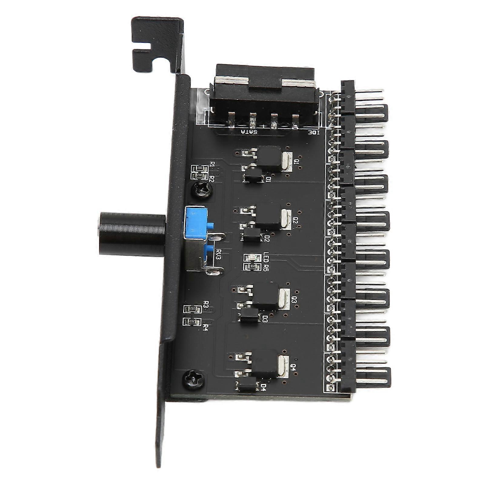 Fan Hub 12V 3pin 4pin 1 Knob 8 Channels Stable Precise Fan Speed Controller with Screw for Computer CPU ChassisIDE Interface 