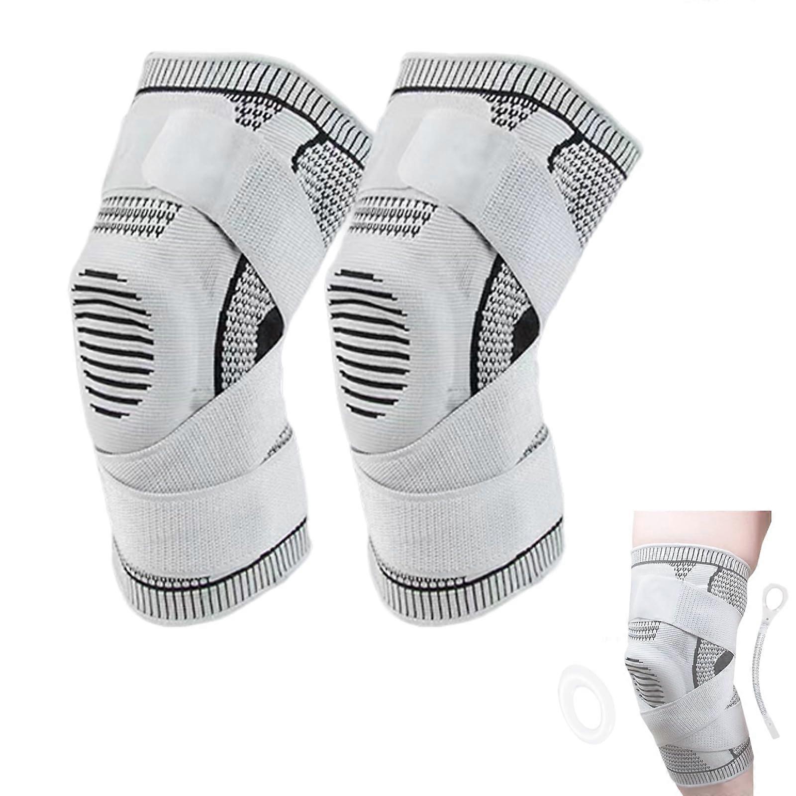 Knee Brace with Adjustable Straps, Compression Knee Support for Running, Squatting & Walking