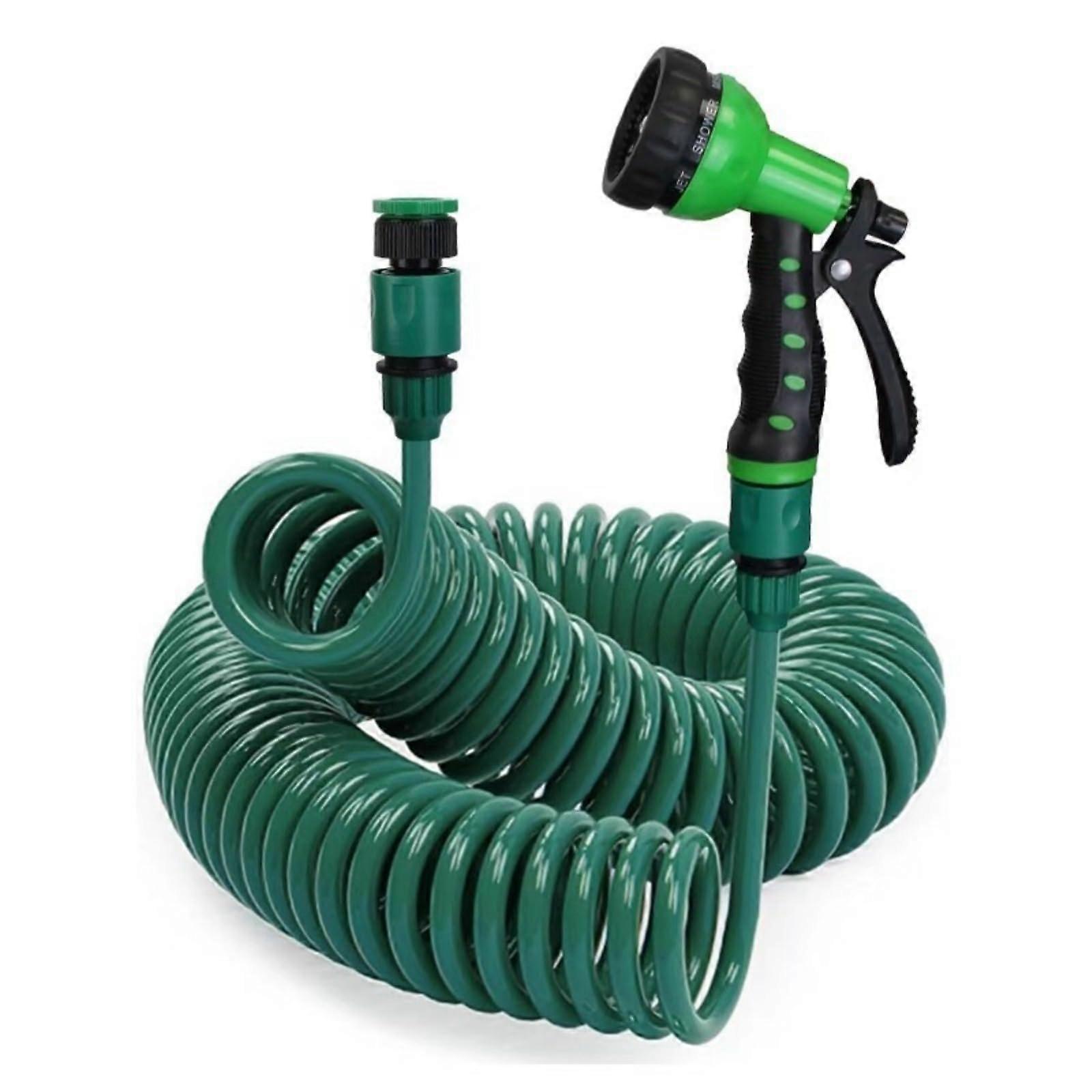 Garden Hose Spray Gun Set With Spiral Hose, 7.5m/15m/30m, 7-Function Sprayer, 1/2in & 3/4in Fittings