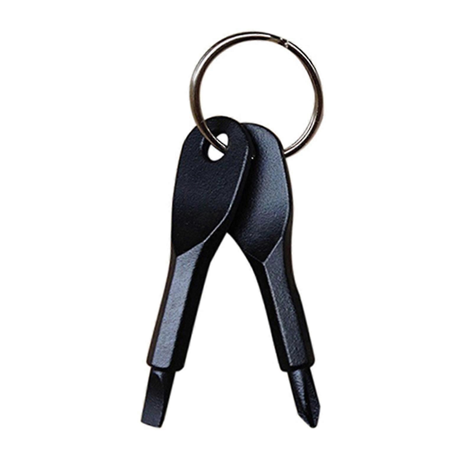 2 Keys Stainless Keychain Screwdriver Set Outdoor Multifunction Pocket Tool