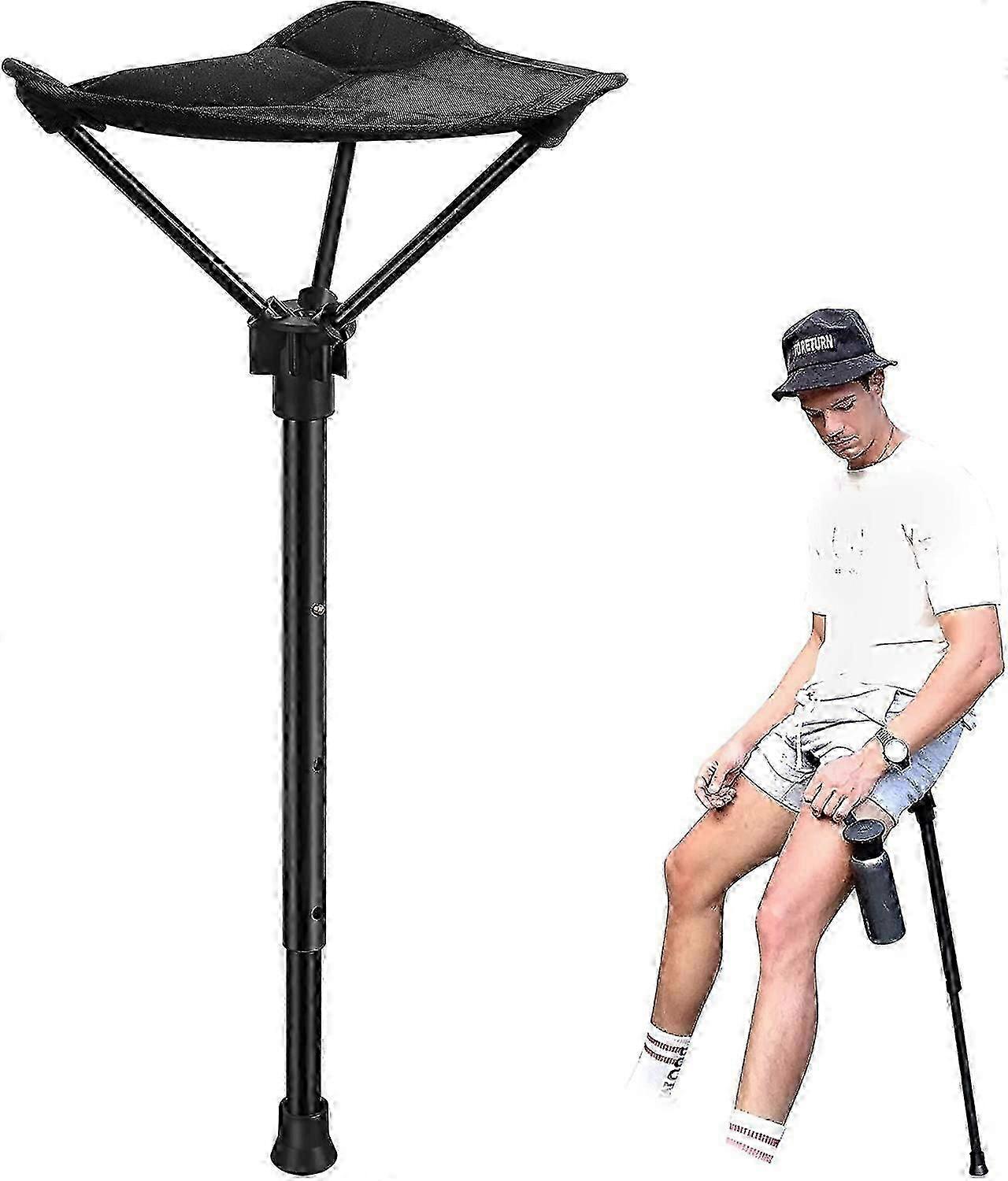 Portable Adjustable Height Stool - Retractable Fishing Chair with 3-Gear Mechanism